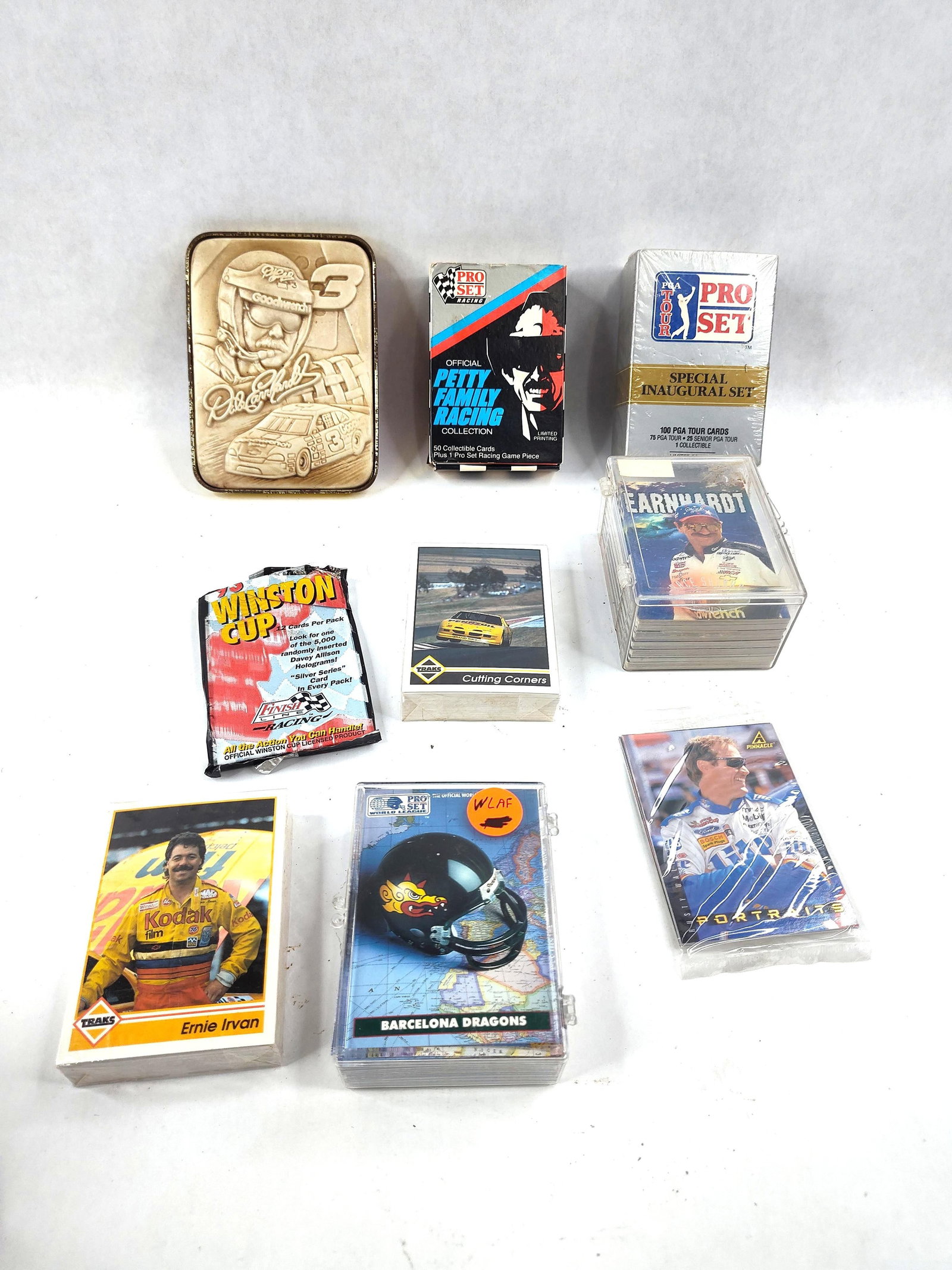 Vtg NASCAR, PGA & WLAF Cards & (1 of 9)
