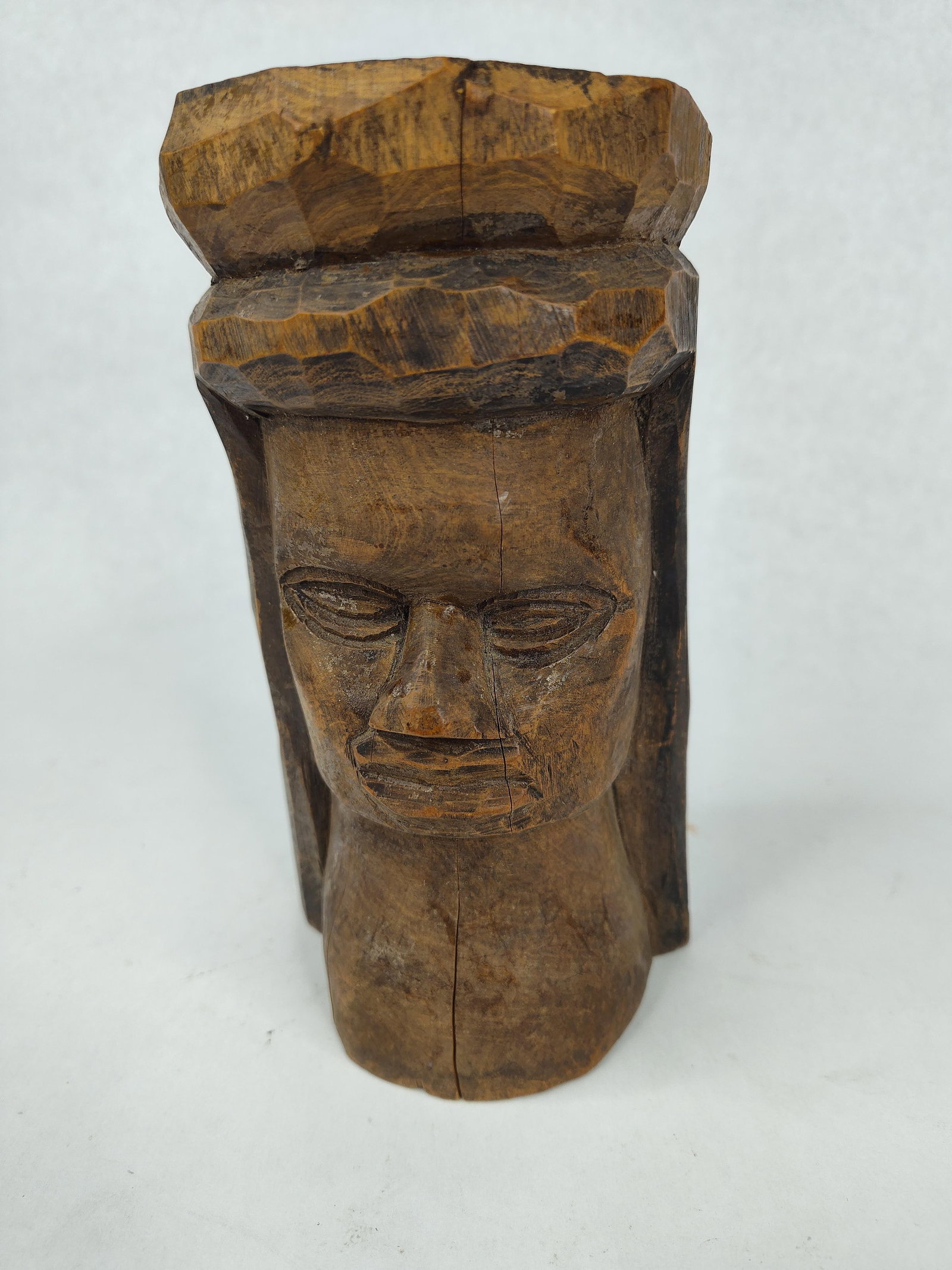 Jamaican Hand-Carved Wooden Head Bust (1 of 7)