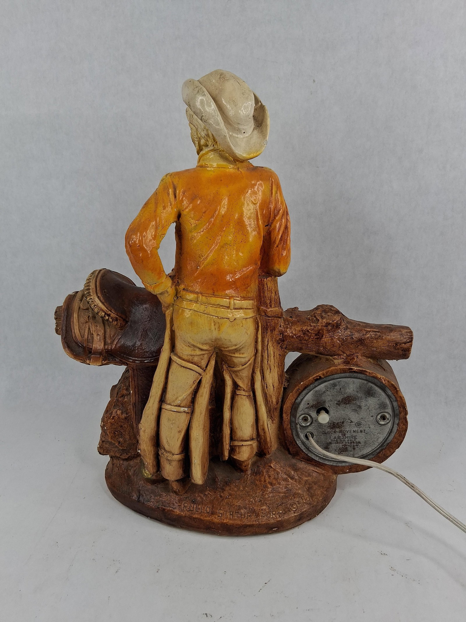 Rullo Statuary Cowboy Chalkware Clock - 4