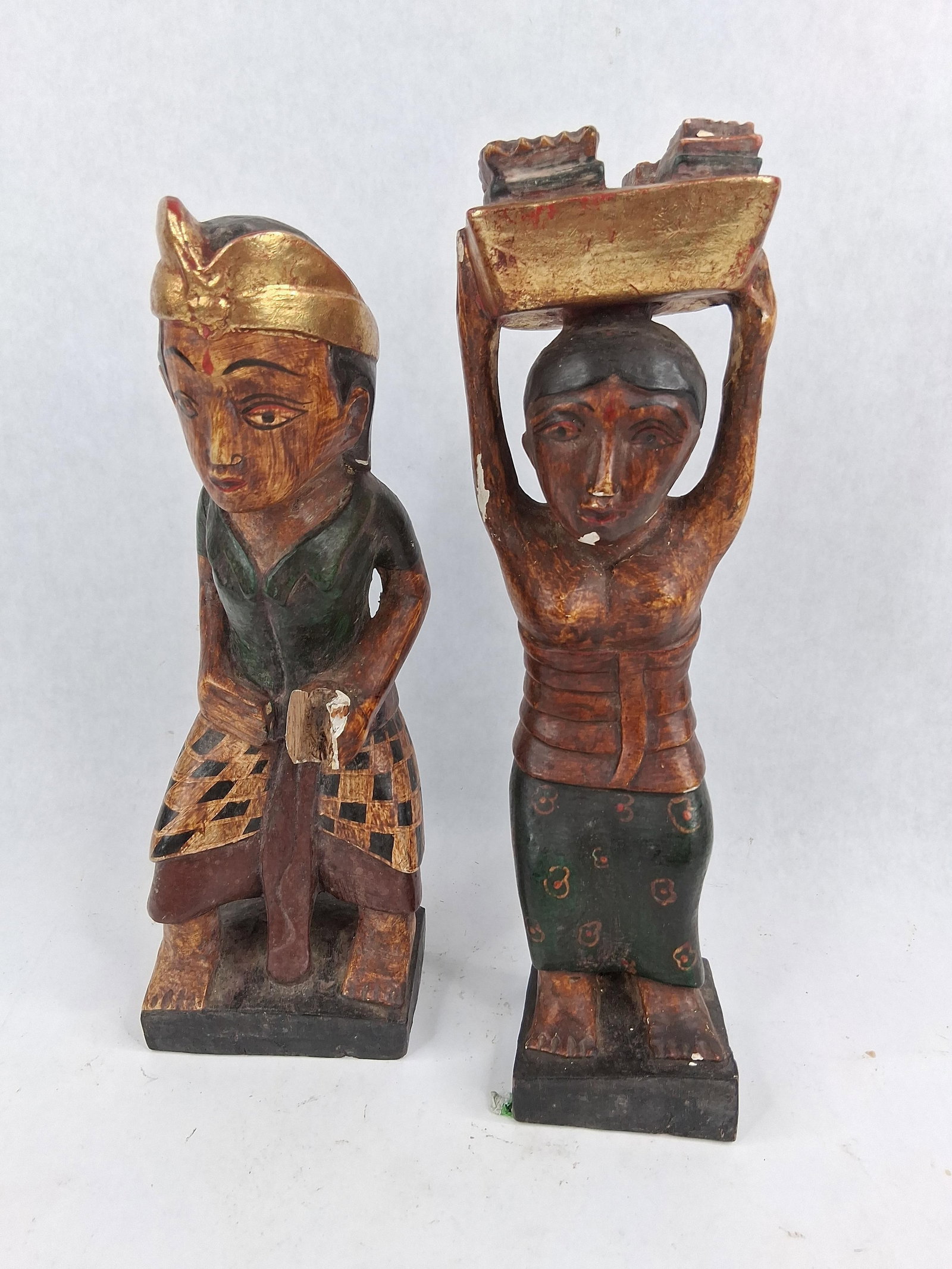 Pair Balinese Polychrome Wood Figures (1 of 7)