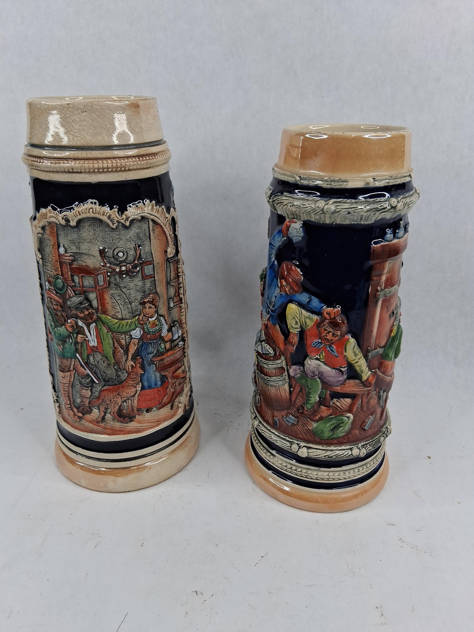 Pair Gerz Relief Stoneware Beer Steins (1 of 12)