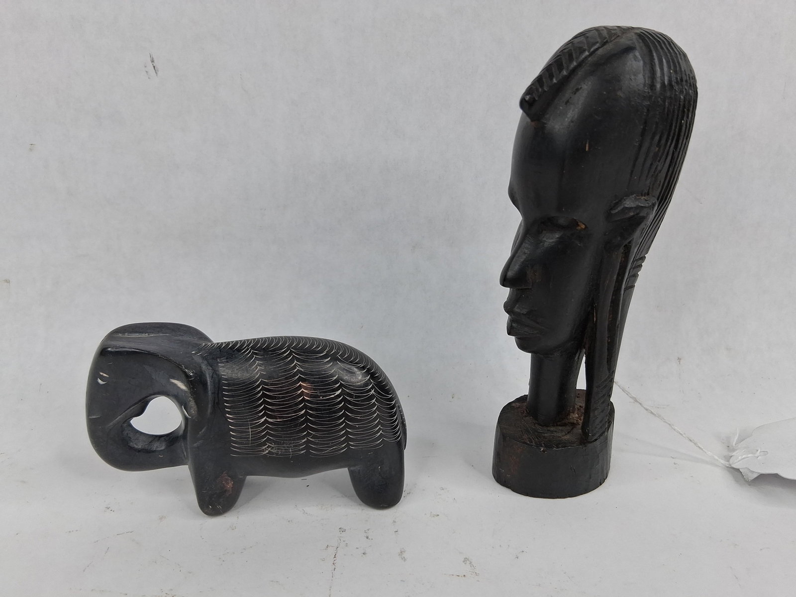 Kenyan Ebony Bust & Stone Elephant (1 of 8)