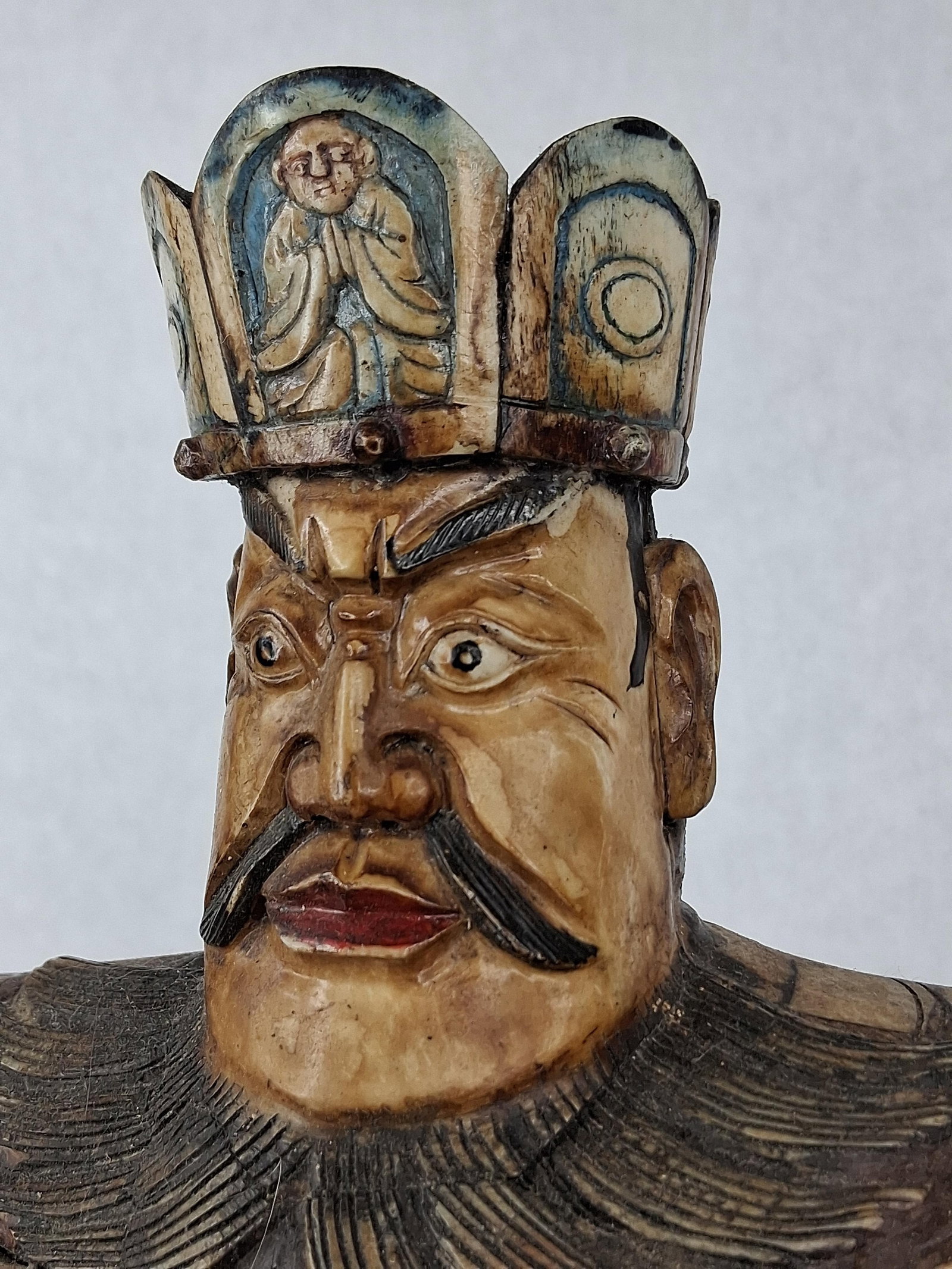 Chinese Polychrome Bone Guardian King - 2