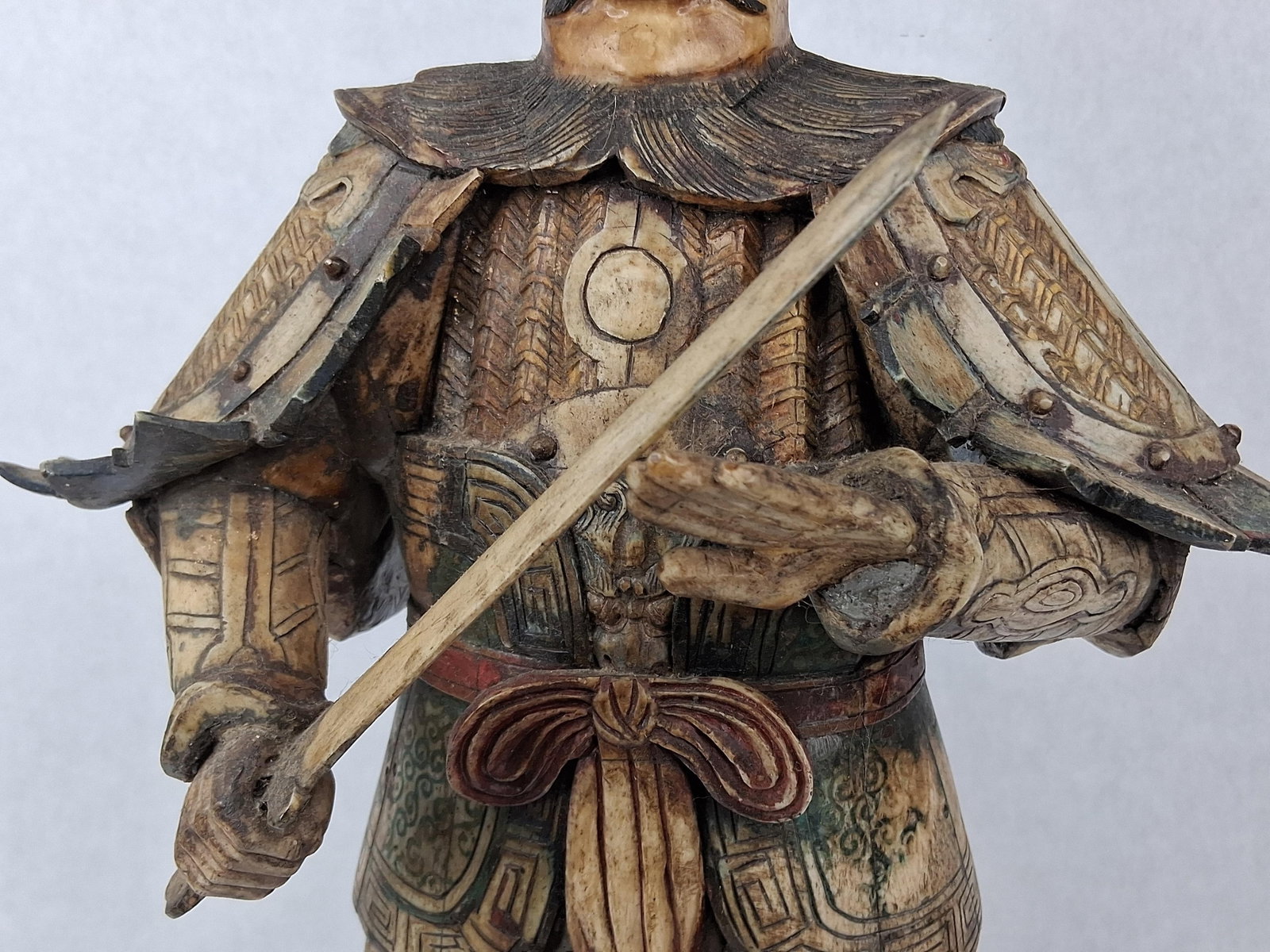 Chinese Polychrome Bone Guardian King - 3