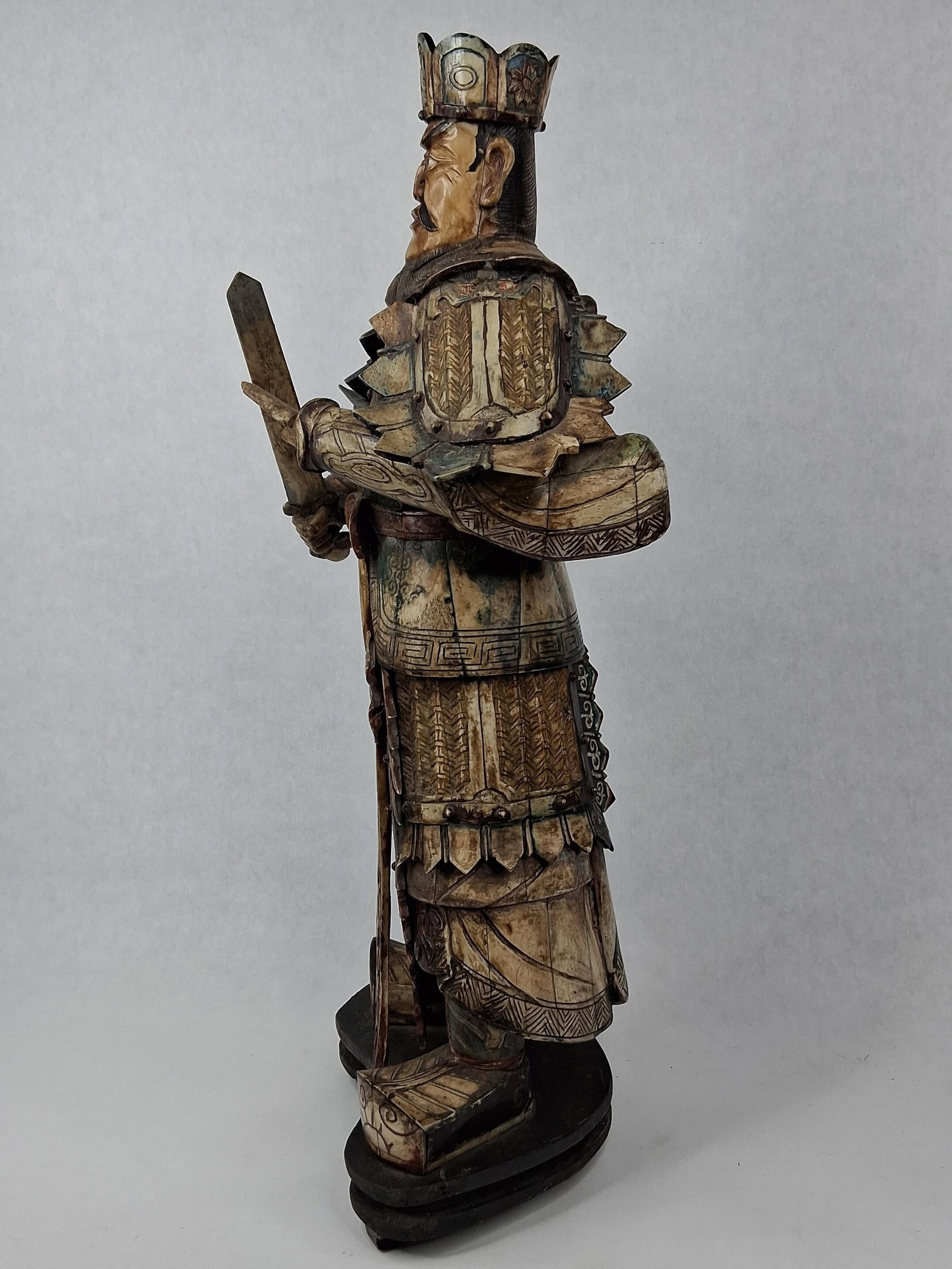 Chinese Polychrome Bone Guardian King - 5