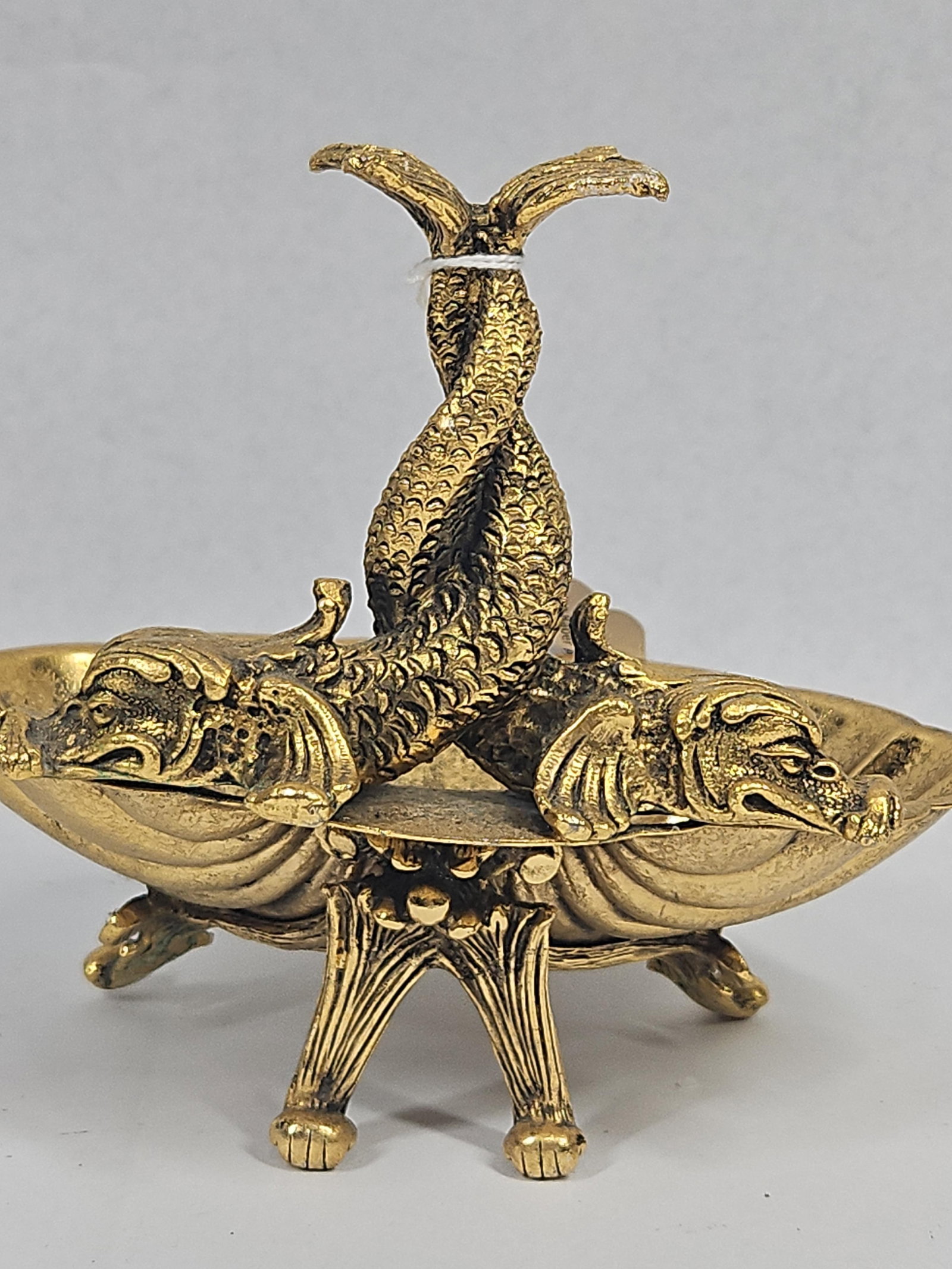 Cast Brass Double Shell Dolphin Dish - 5