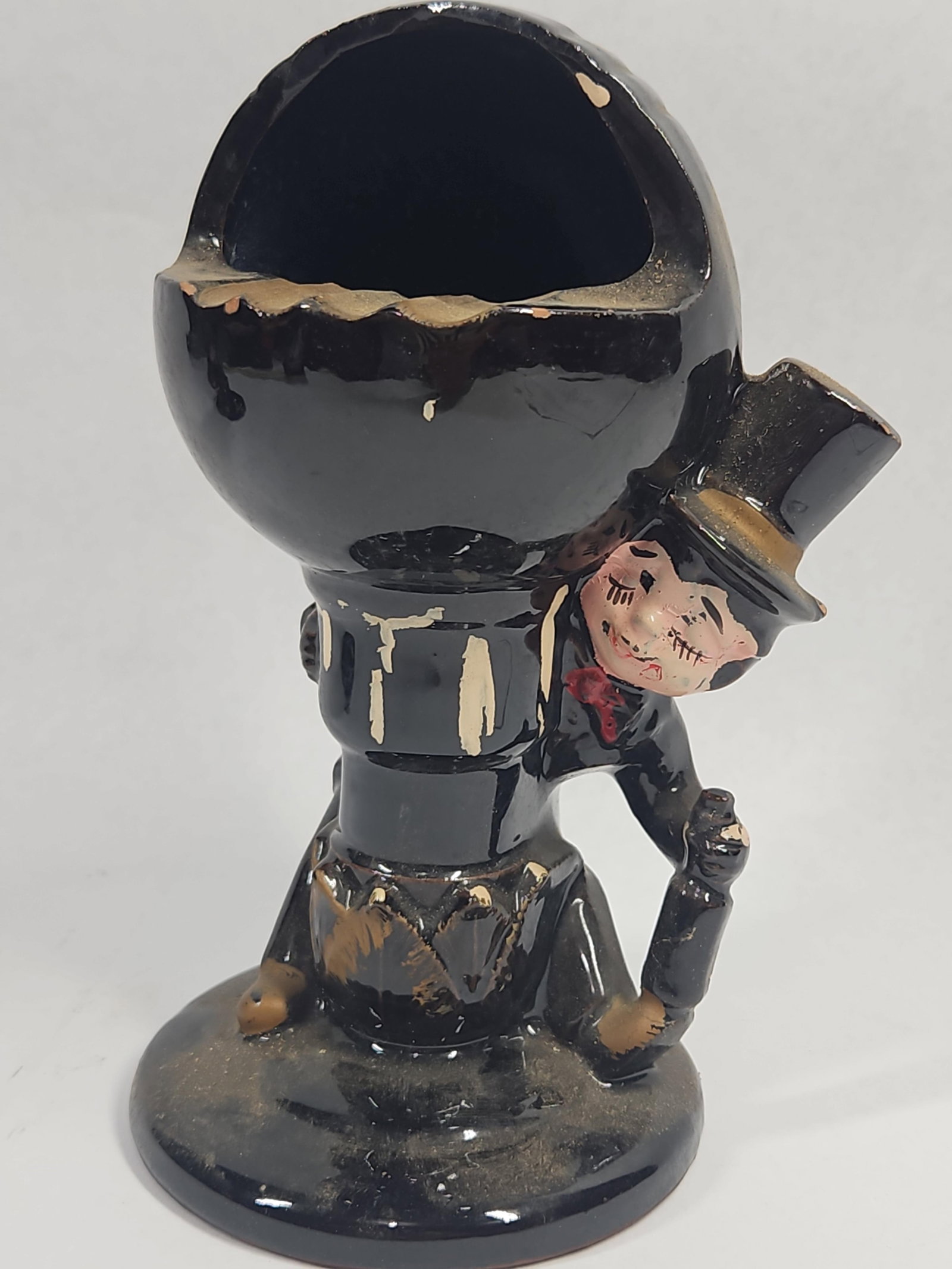 Pair Ceramic Drunken Gentleman Ashtrays - 2