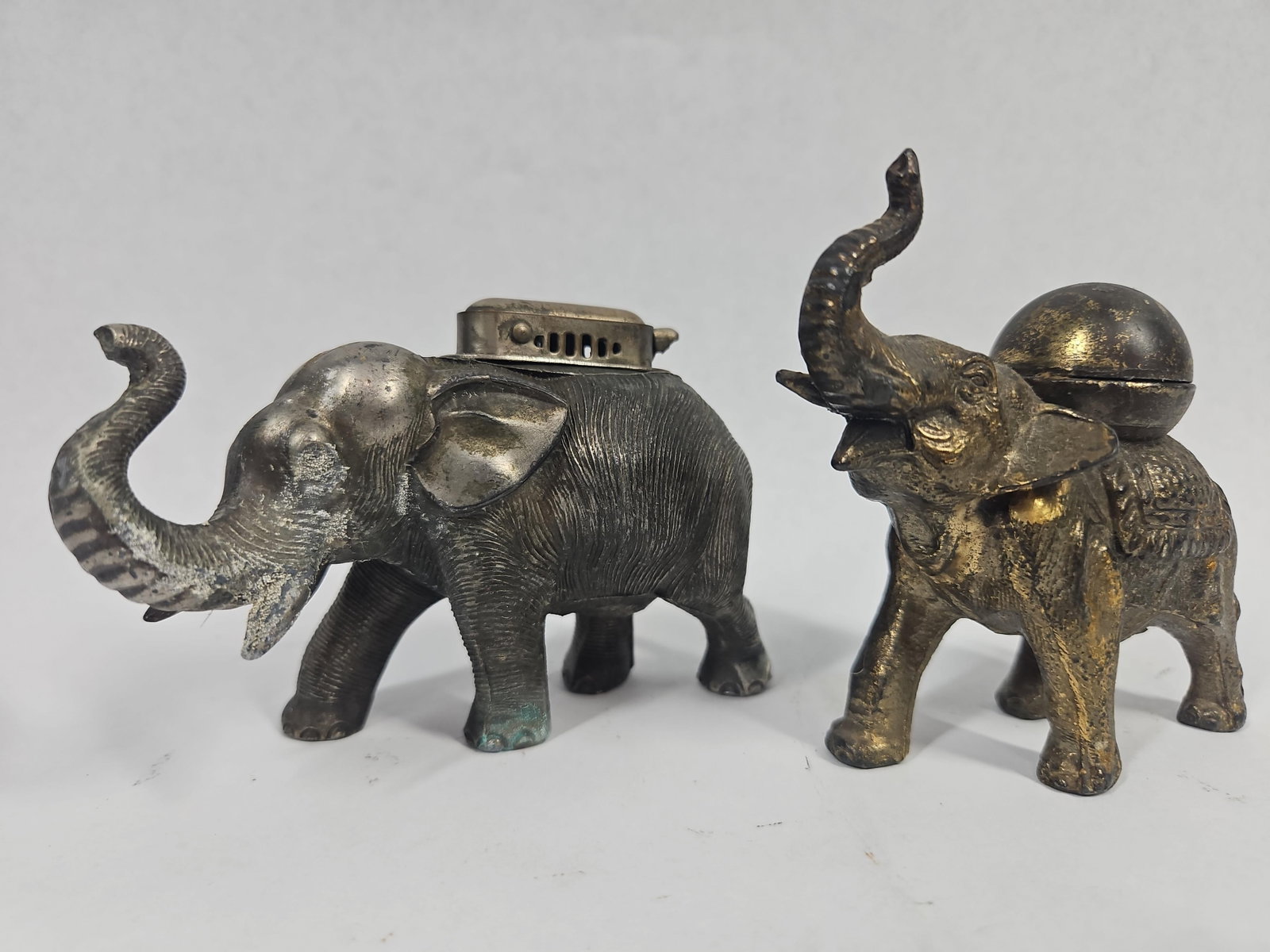 Pair Japanese Metal Elephant Lighters (1 of 9)