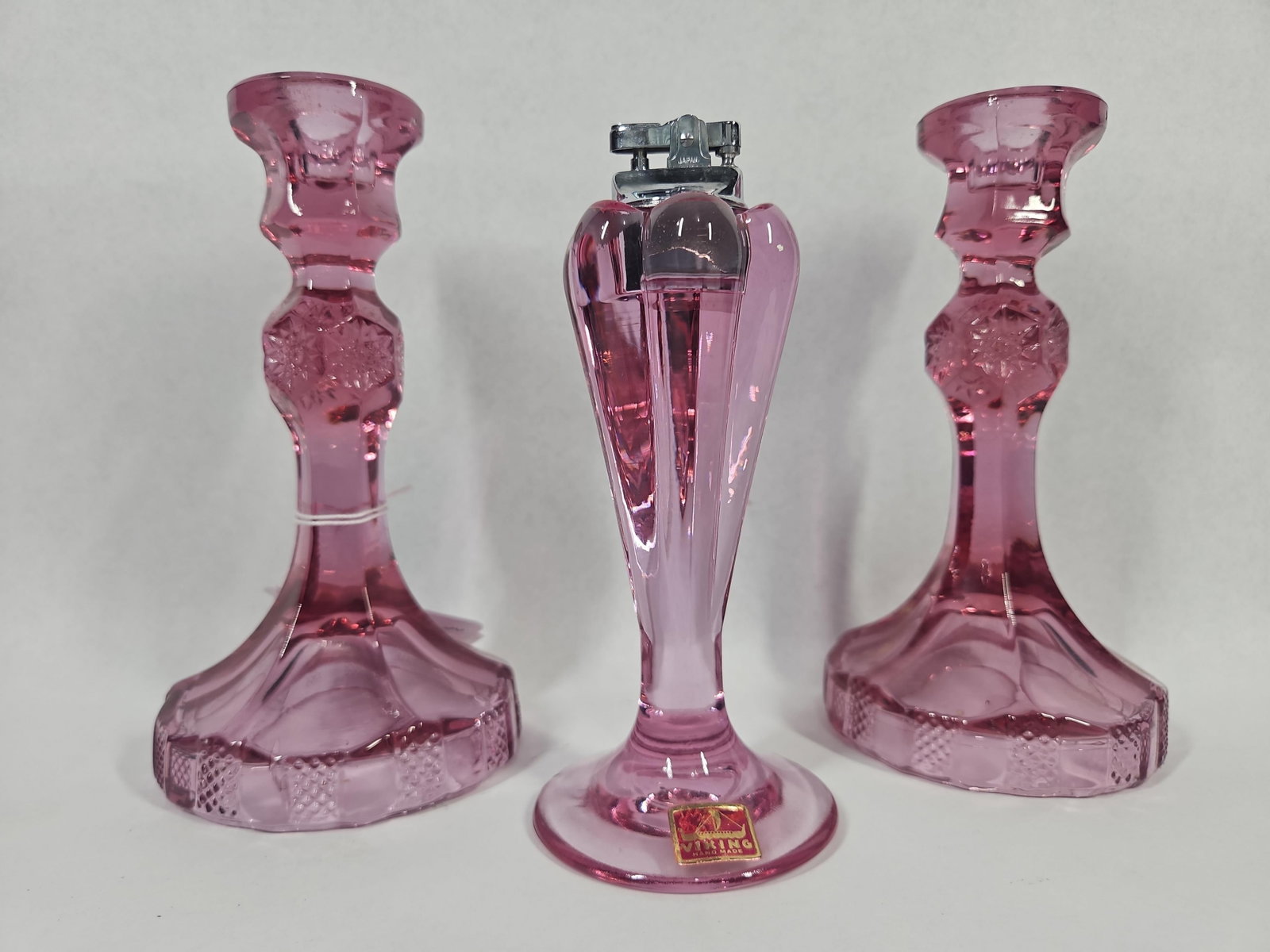 Viking Pink Glass Candlesticks, Lighter (1 of 7)