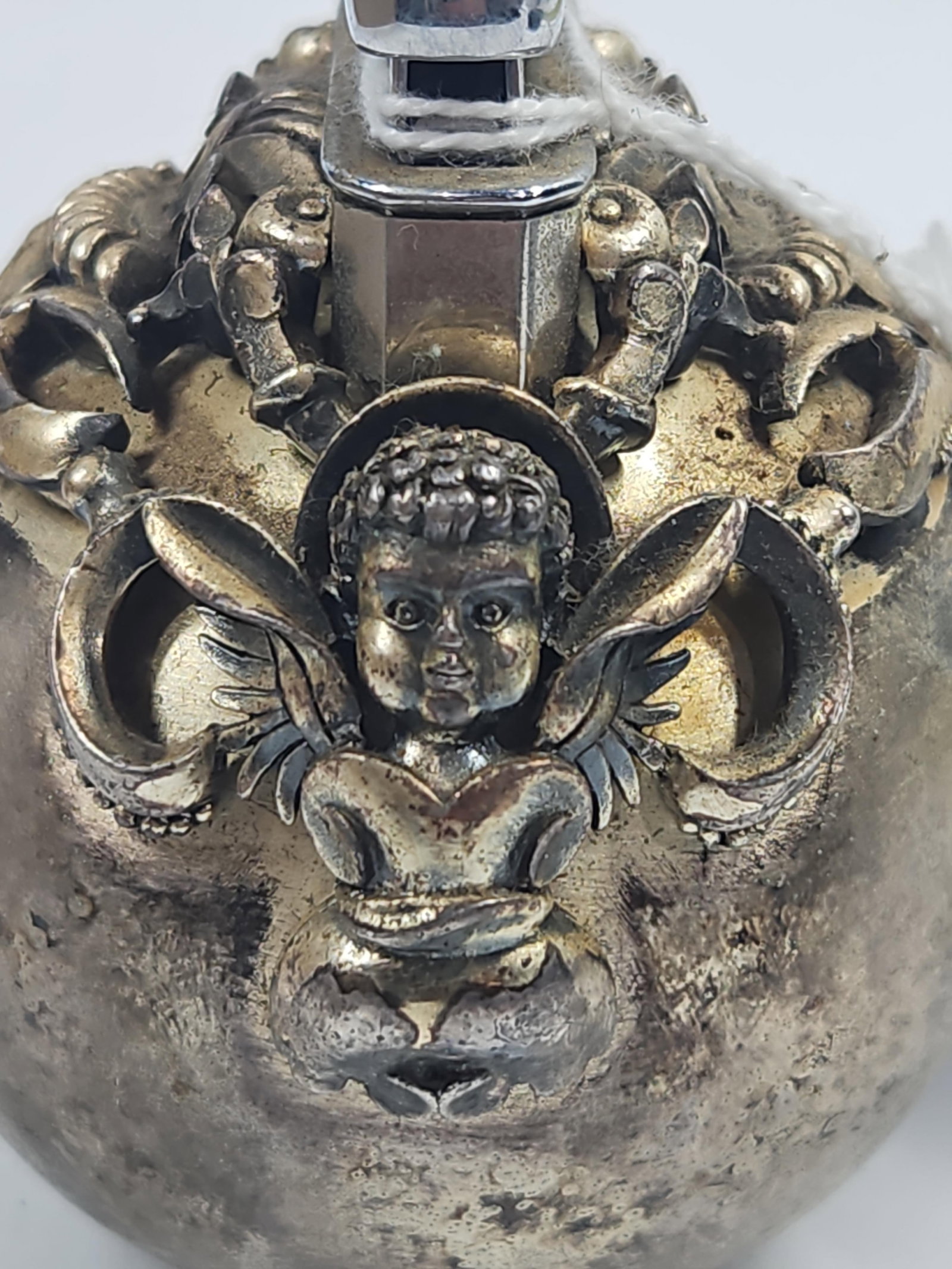 Vtg Silver Toned Cherub Table Lighter - 4