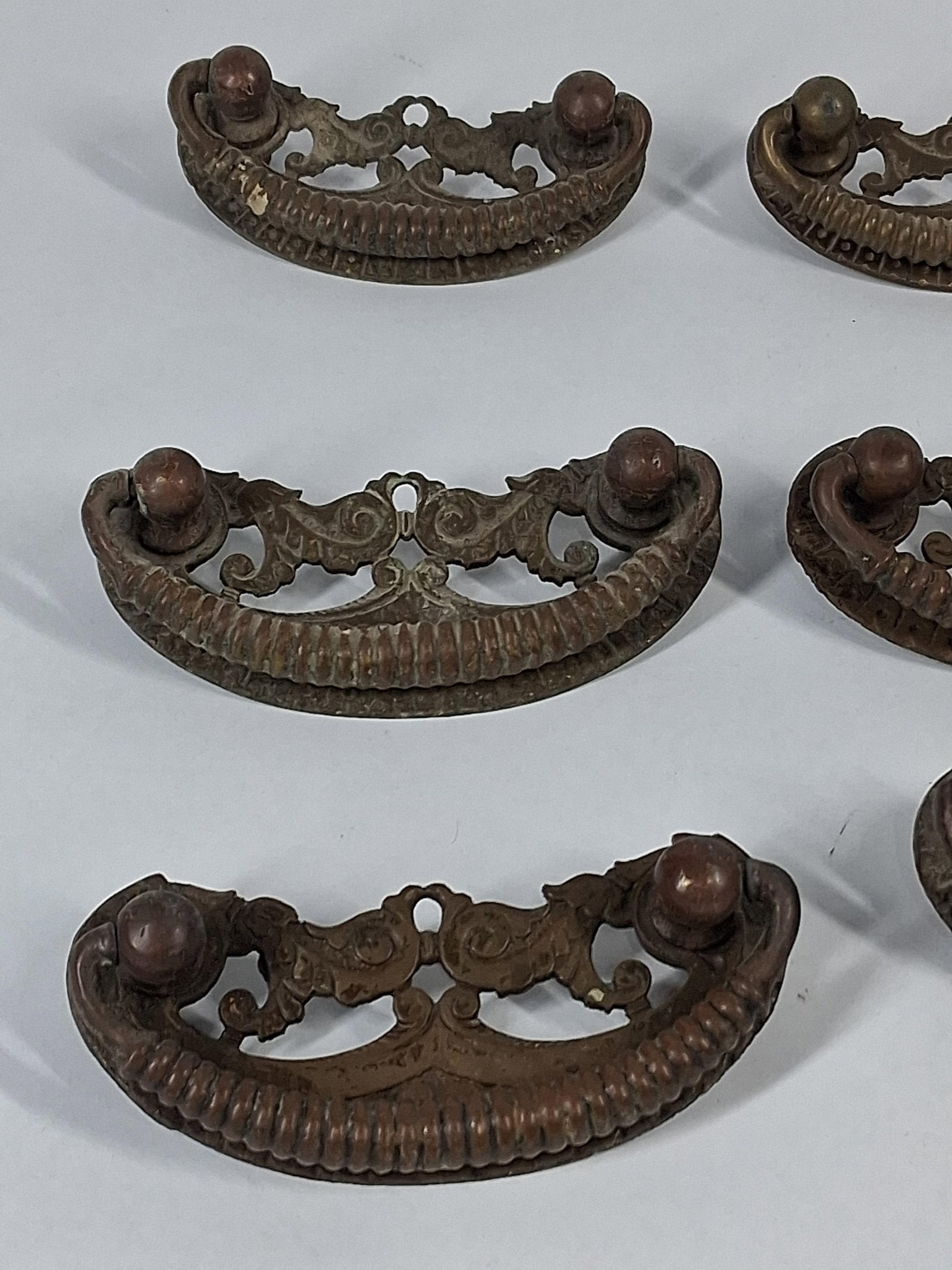 Set 6 Rococo Revival Metal Drawer Pulls - 4