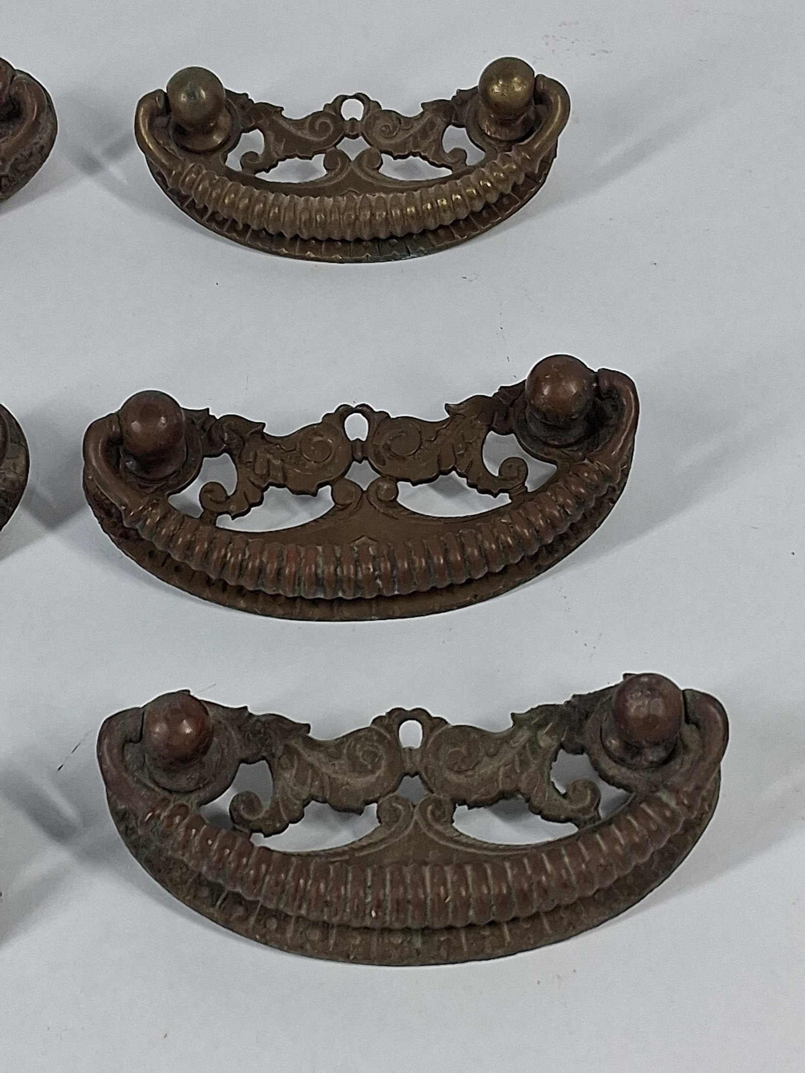 Set 6 Rococo Revival Metal Drawer Pulls - 5