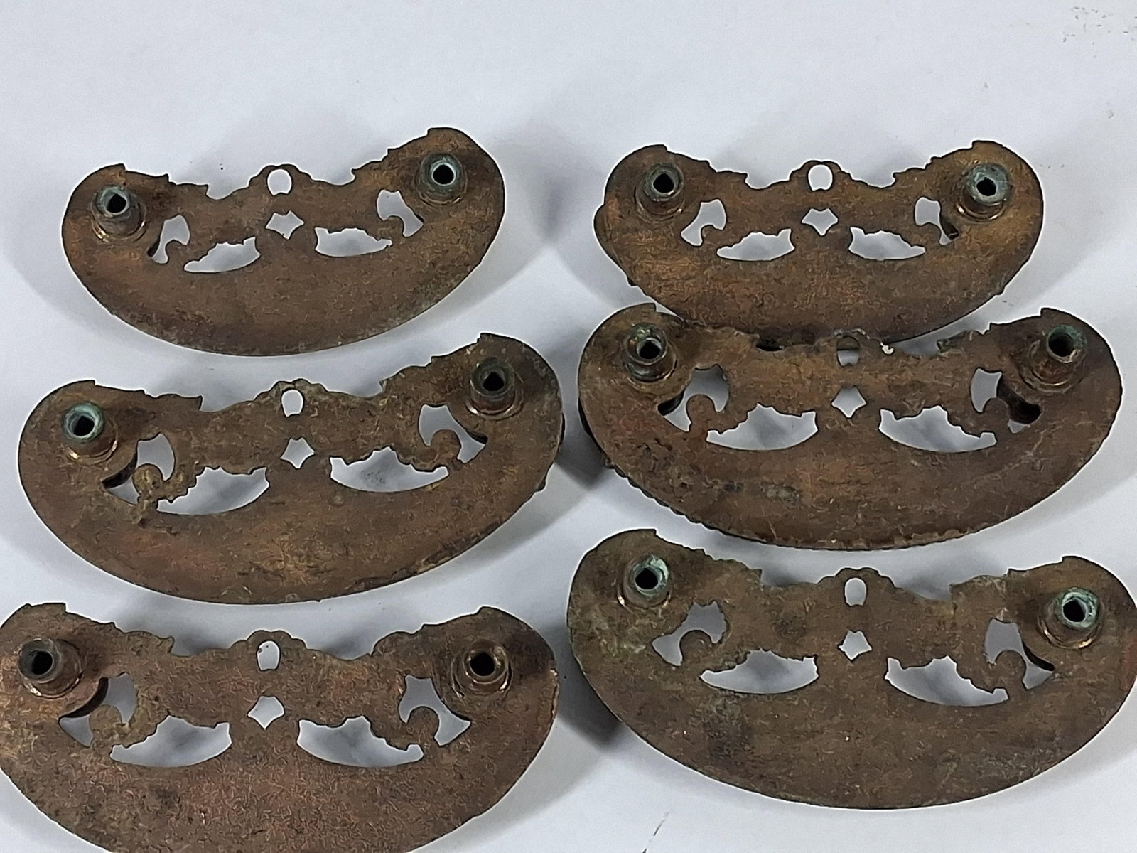 Set 6 Rococo Revival Metal Drawer Pulls - 6