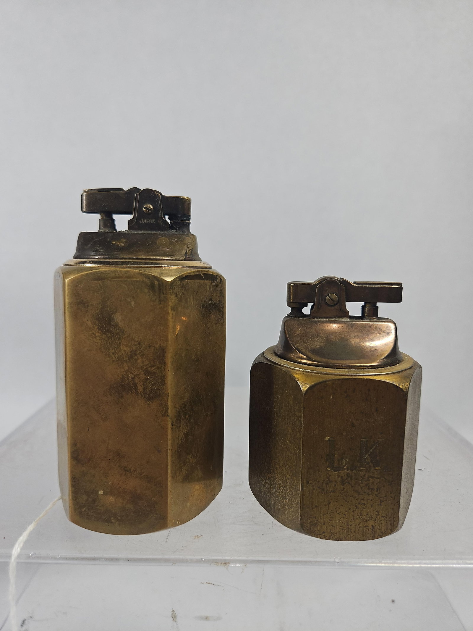 Pair Japanese Hexagonal Brass Lighters - 2