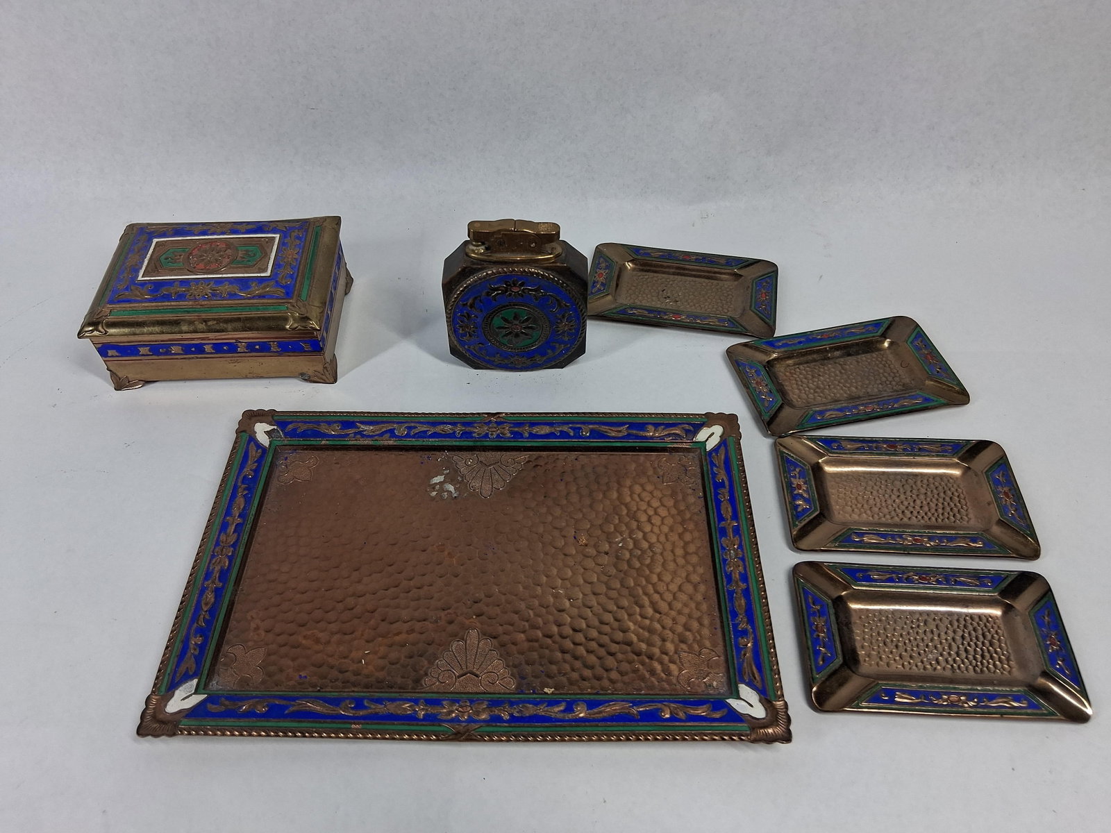 Occupied Japan Champleve Smoking Set (1 of 11)