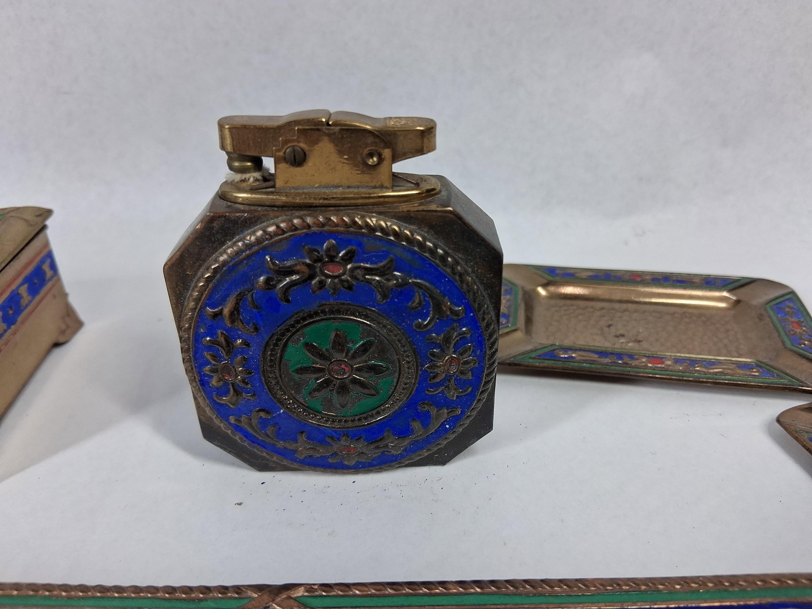 Occupied Japan Champleve Smoking Set - 2