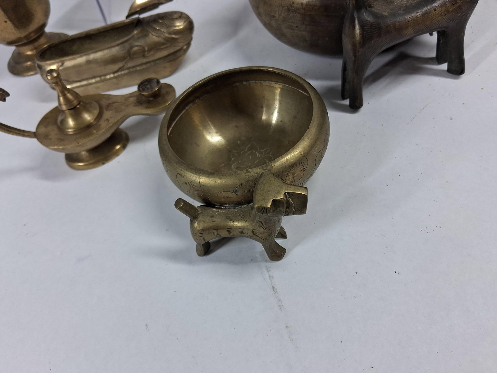 Set 8 Chinese Export Cast Brass Objects - 5