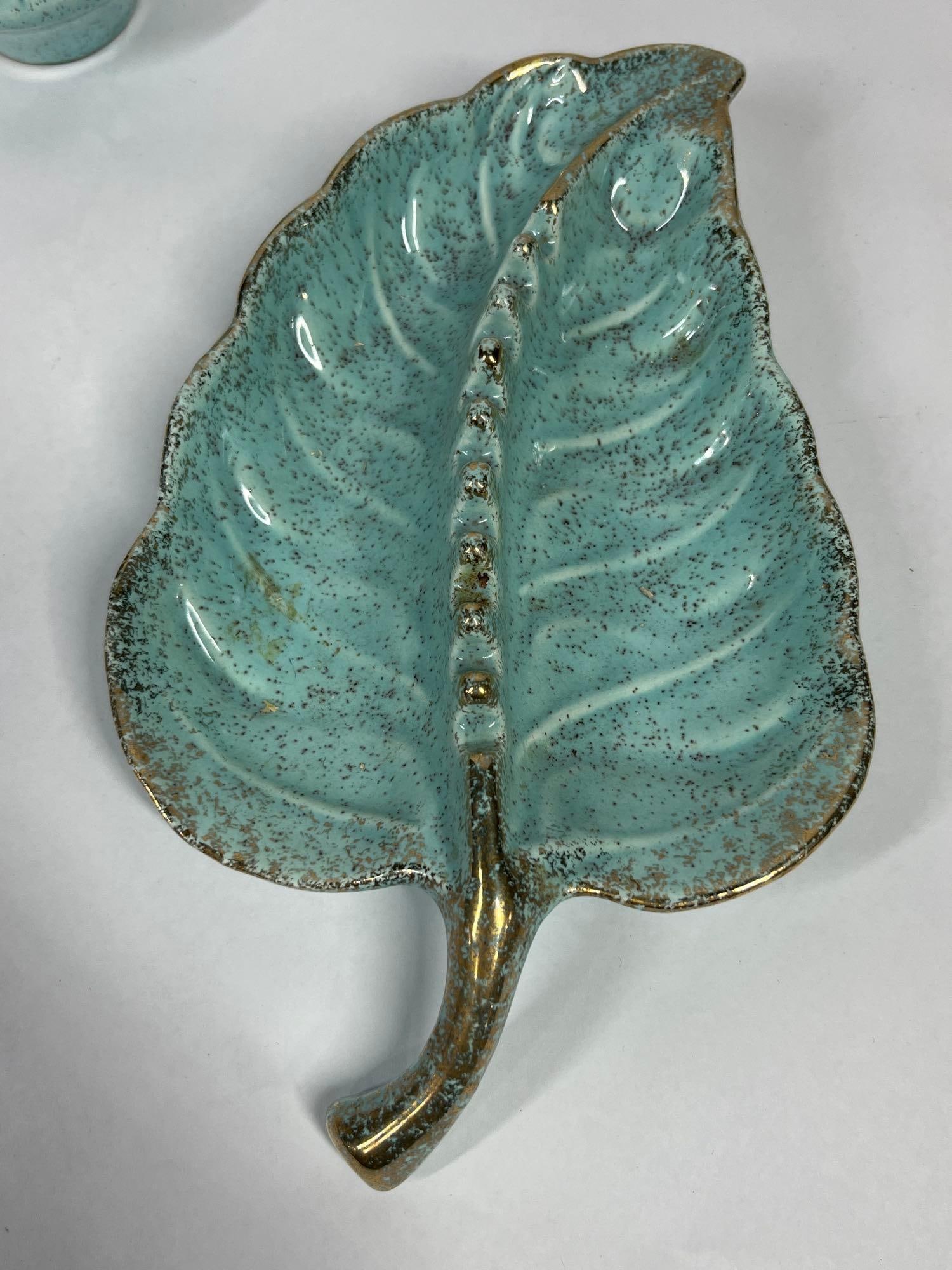 2 Mid-C. Ceramic Leaf Lighter & Ashtray - 3