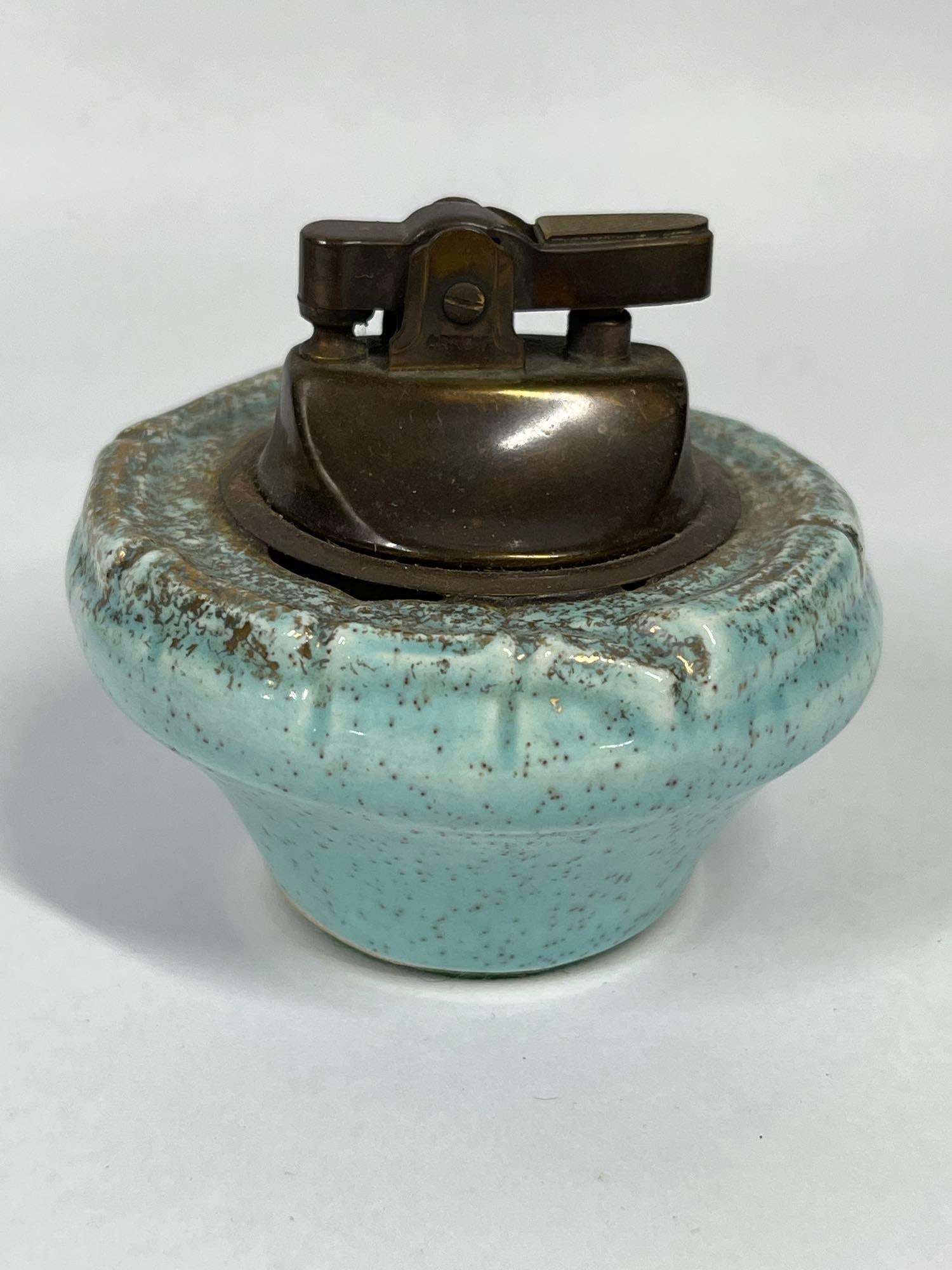 2 Mid-C. Ceramic Leaf Lighter & Ashtray - 5