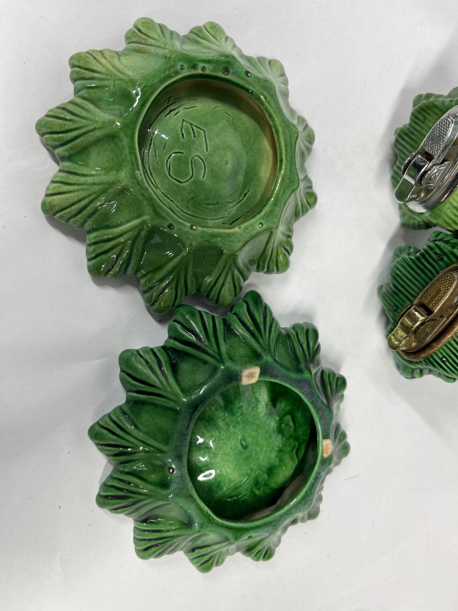 Pair Vtg Ceramic Christmas Tree Sets - 4
