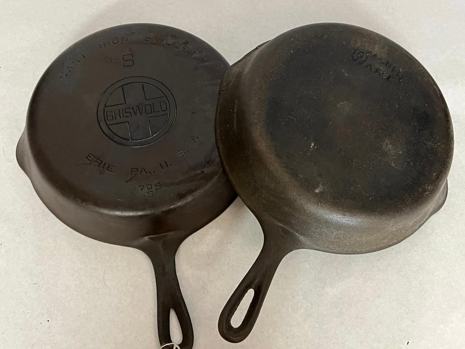 Pair Griswold & Wagner Iron Skillets (1 of 5)