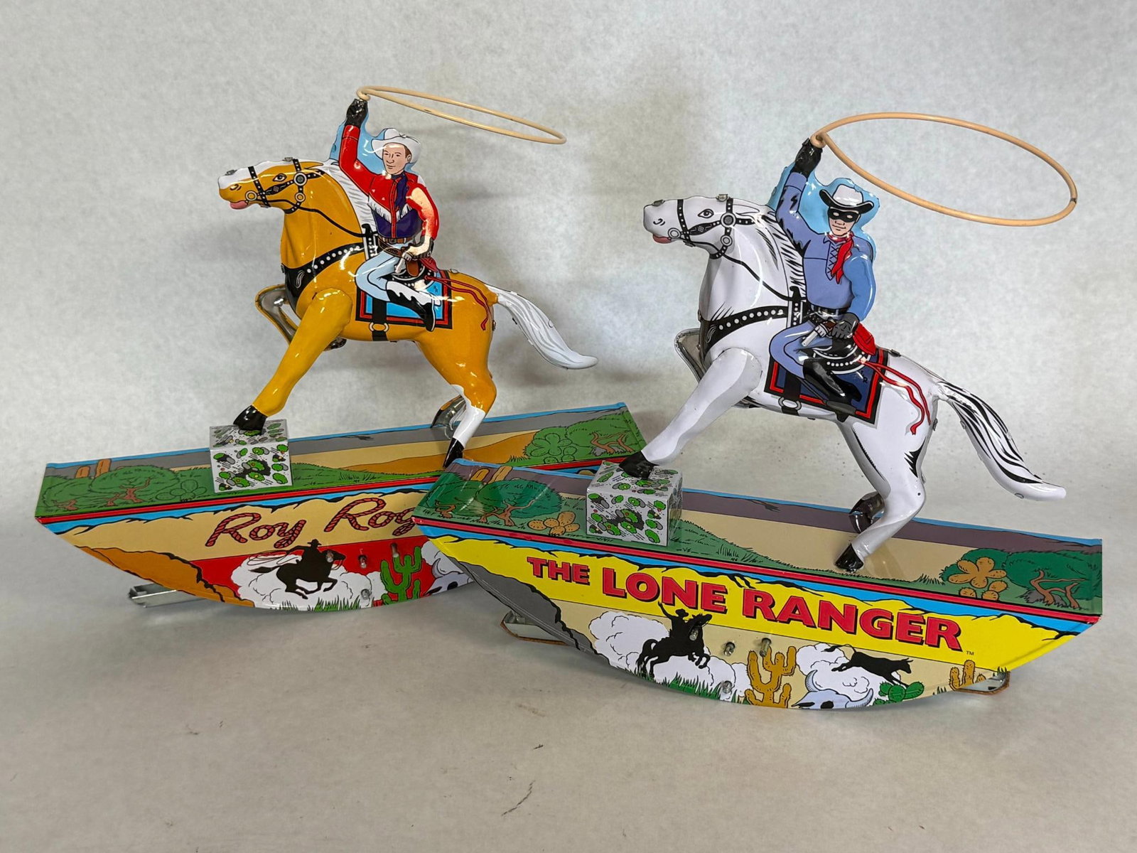 Pair Schylling Tin Western Rocking Toys (1 of 7)