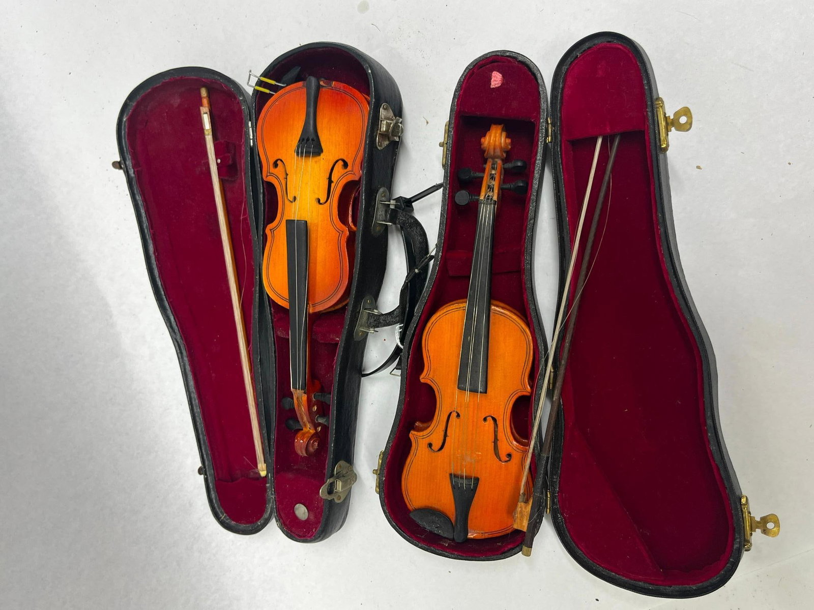Pair Miniature Violins w/ Cases & Bows (1 of 8)