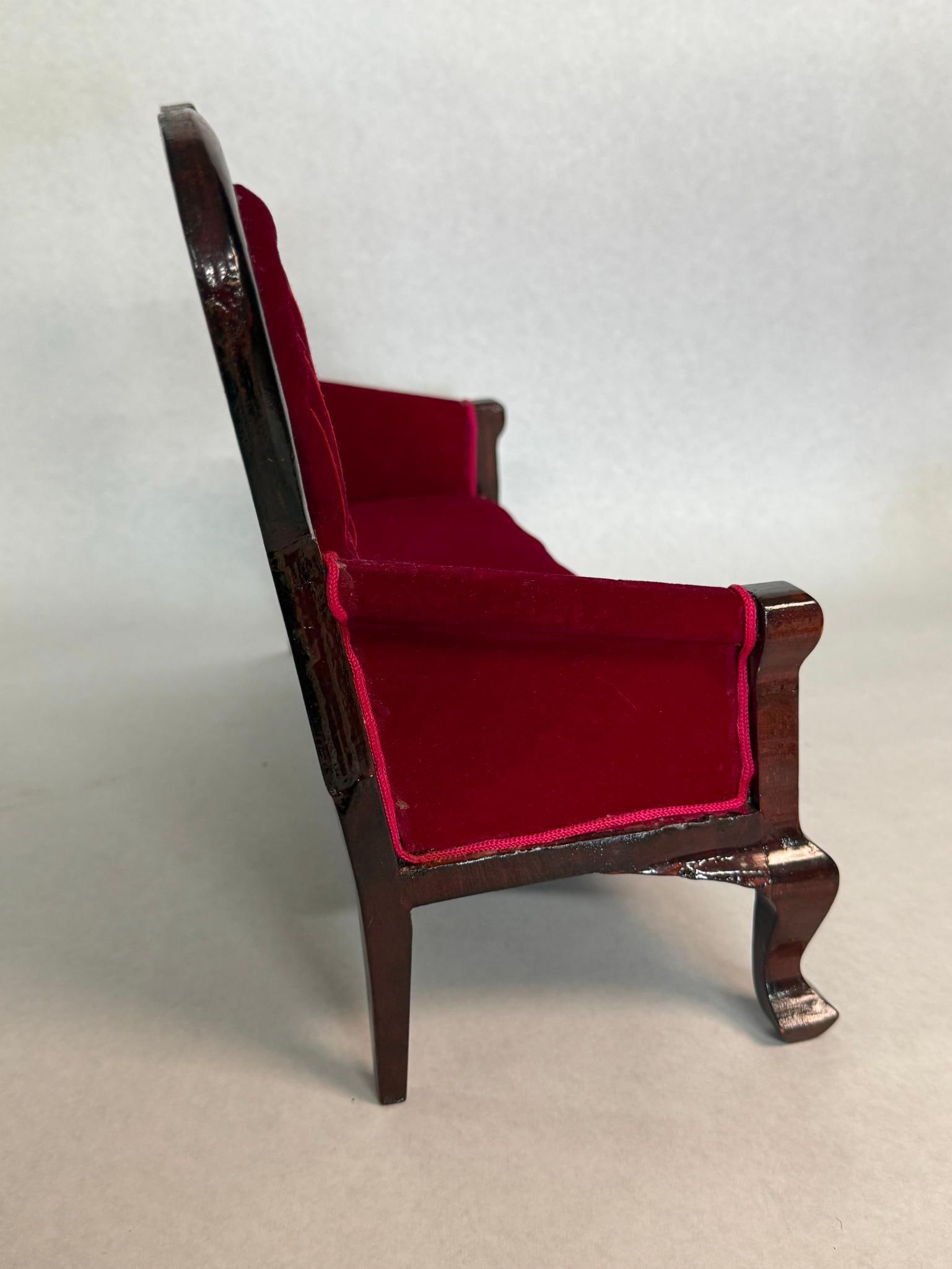 Rococo Revival Style Red Velvet Settee - 3