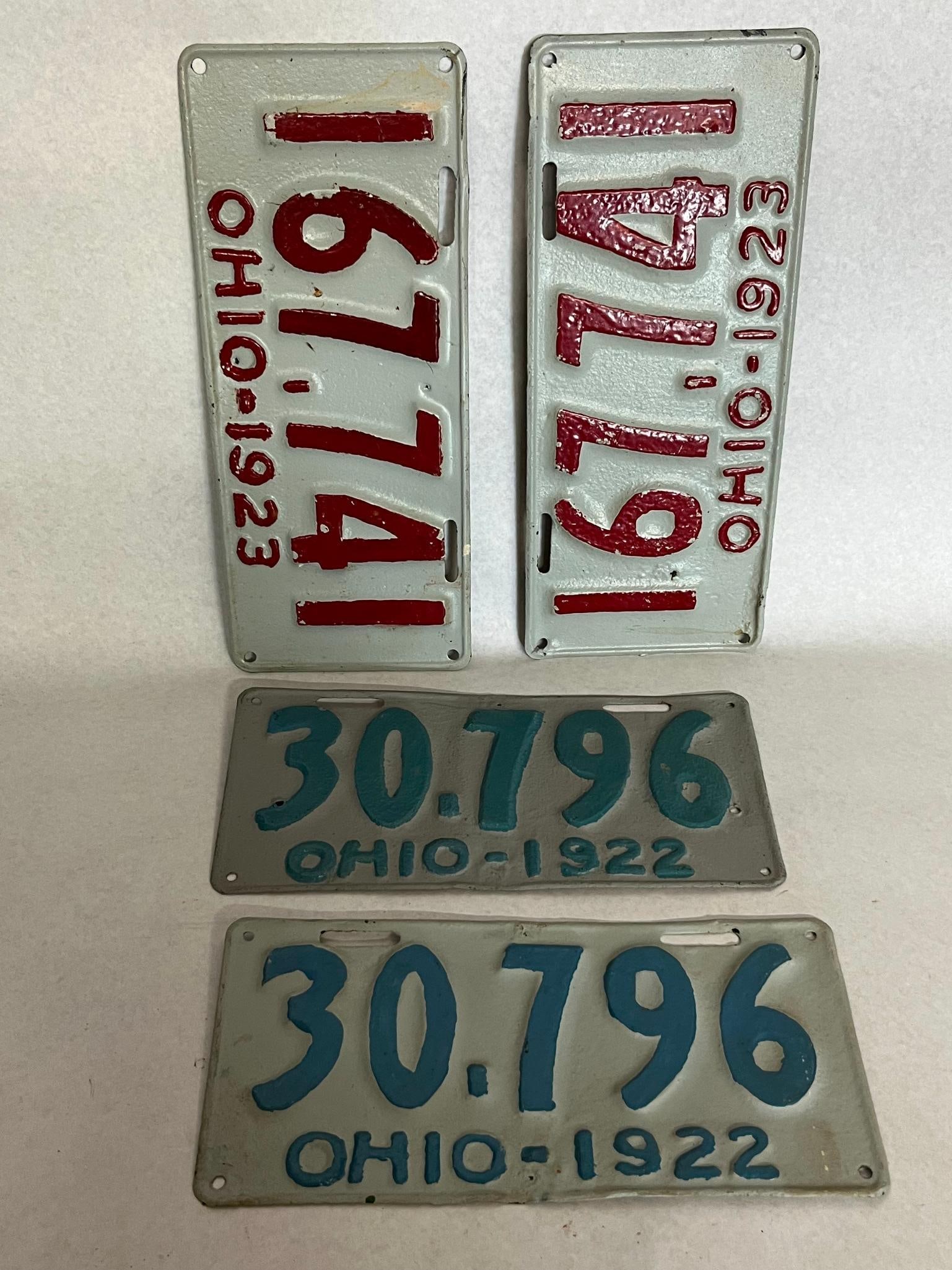 Set 4 Ohio License Plates 1922-1923 (1 of 4)