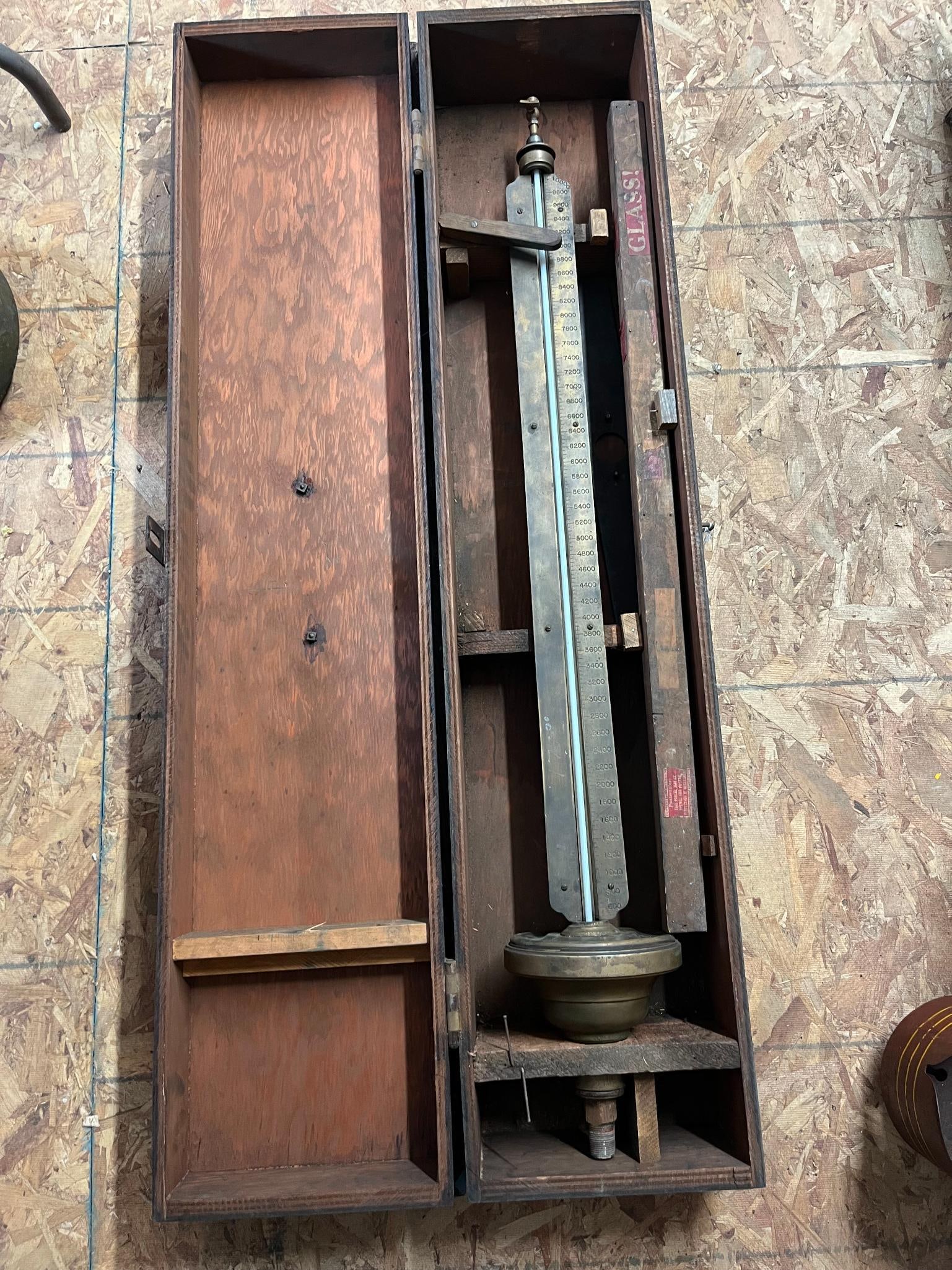 Brass Column Manometer w/ Wooden Case - 2