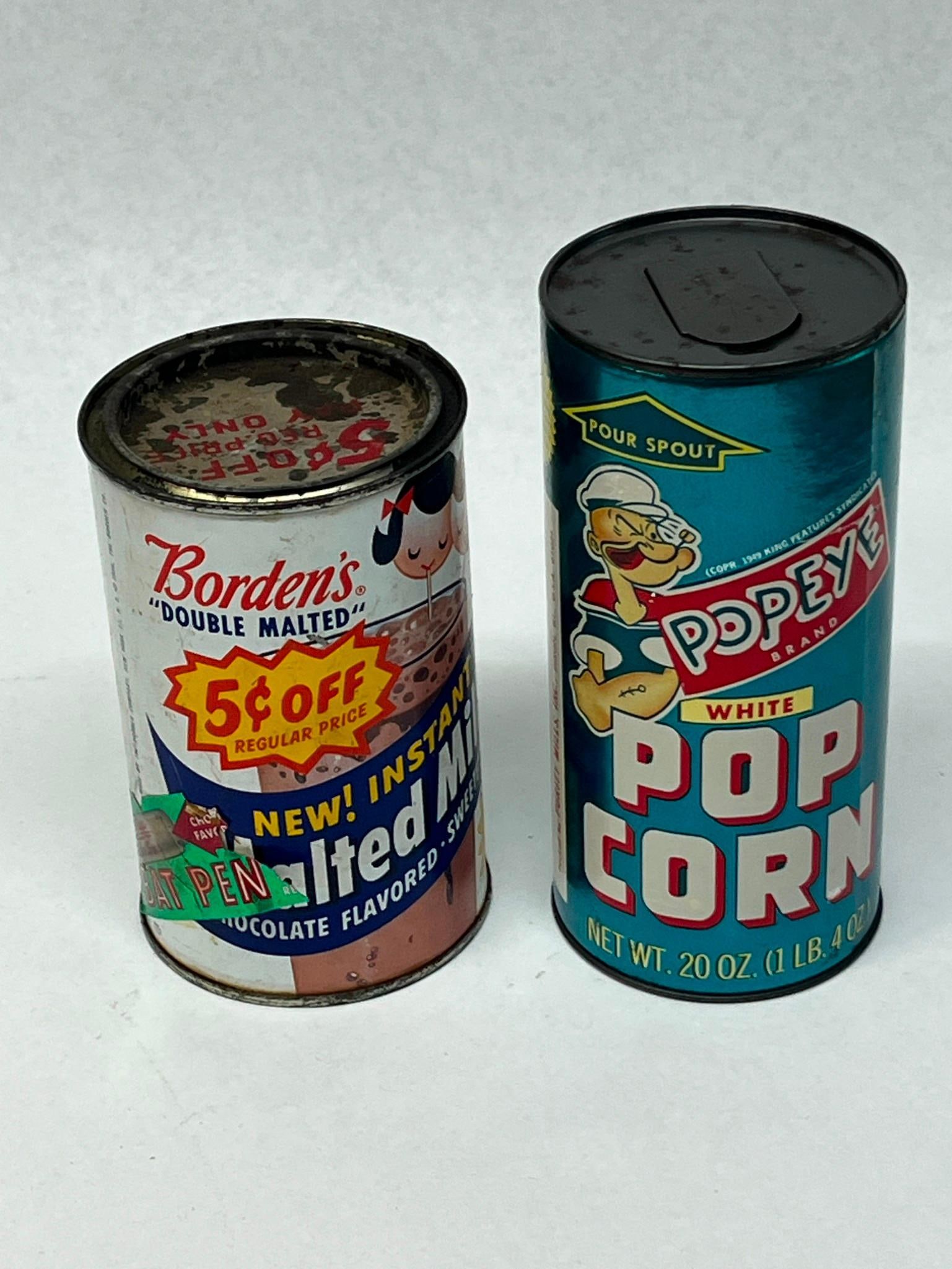 Pair Borden's & Popeye Advertising Tins (1 of 7)