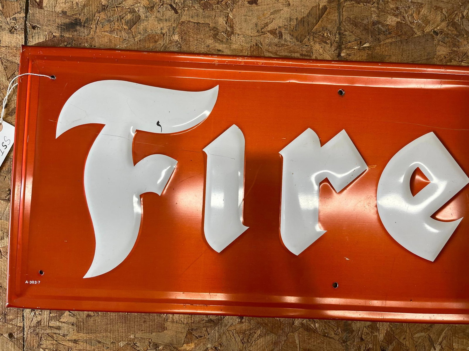Firestone Embossed Tin Sign, Grace Mfg - 2