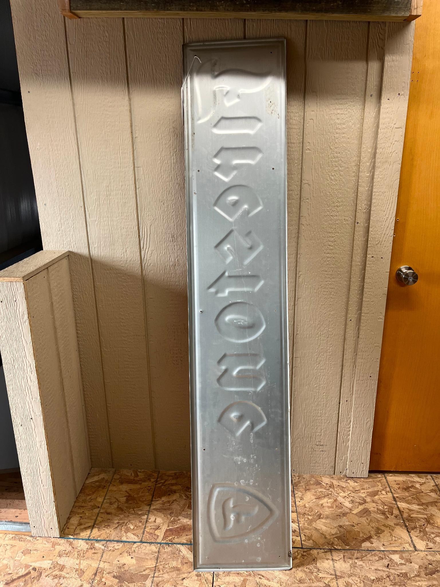 Firestone Embossed Tin Sign, Grace Mfg - 7