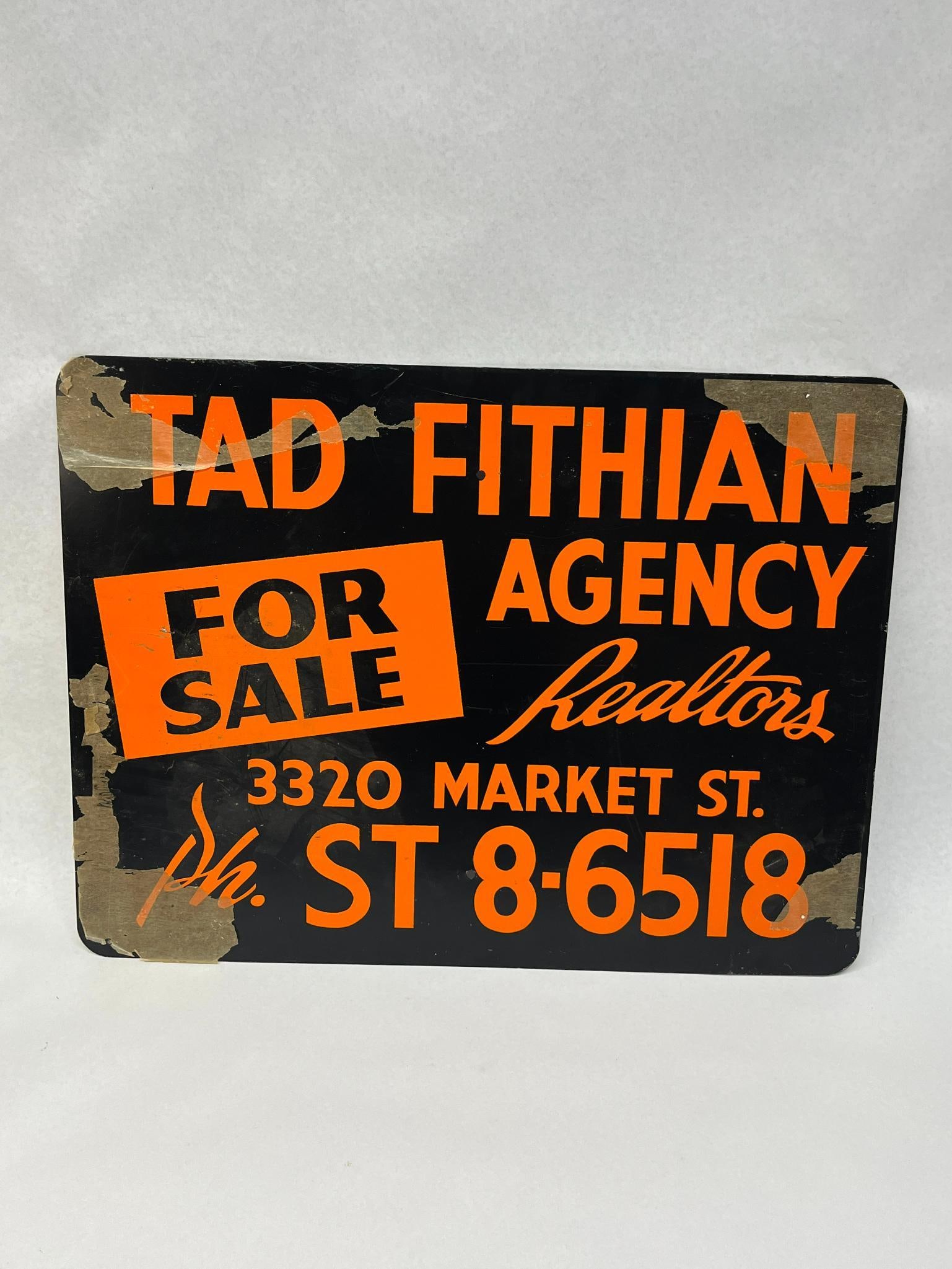Holley Sign Co. Fithian/McNicholas Sign: A double-sided metal advertising sign produced by the Holley Sign Co. It includes a red illustration of a semi-truck with the trailer marked McNicholas Moving - Storage Youngstown Ohio. The text inclu