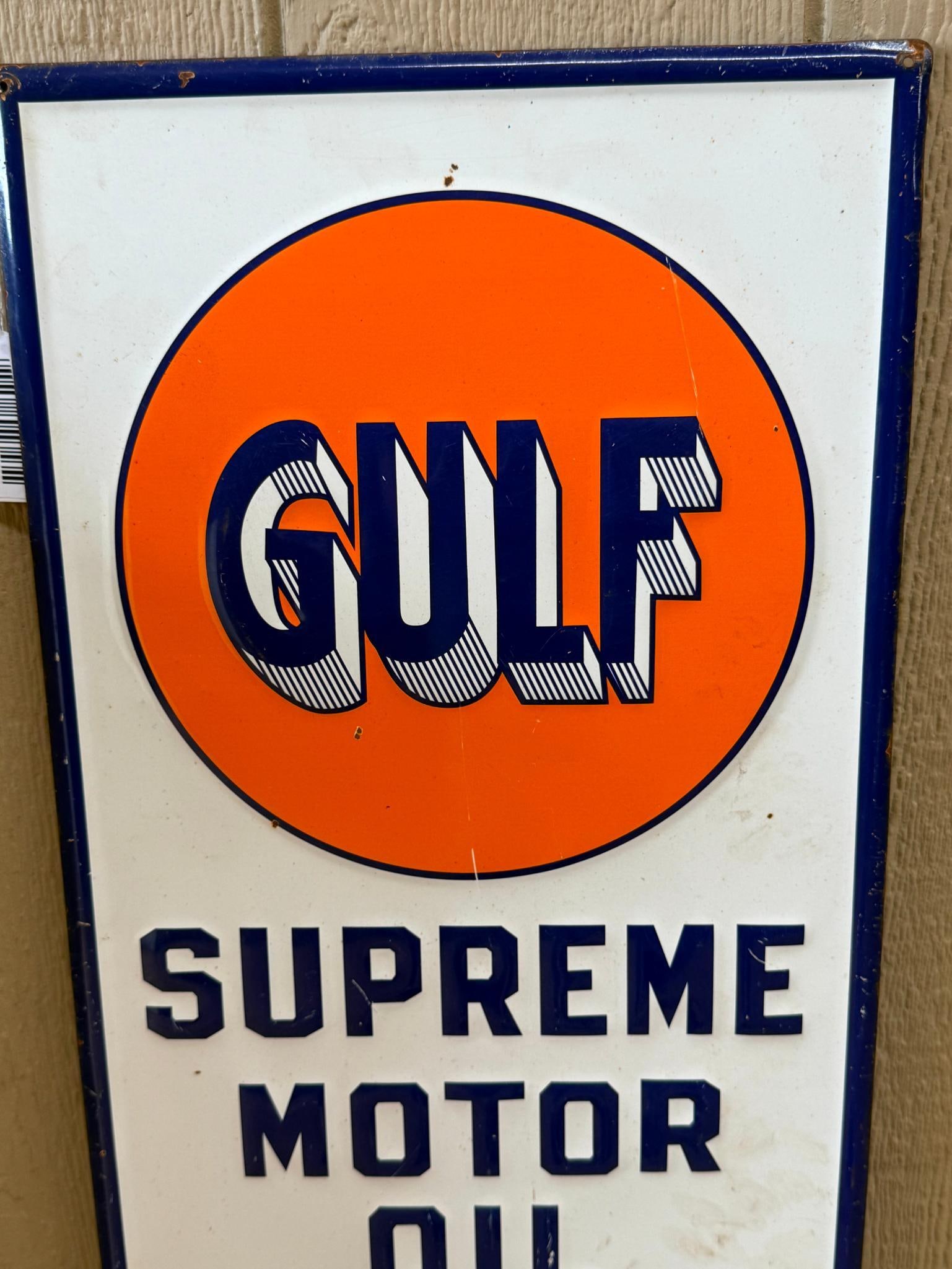 Gulf Refining Supreme Motor Oil Sign (1 of 5)