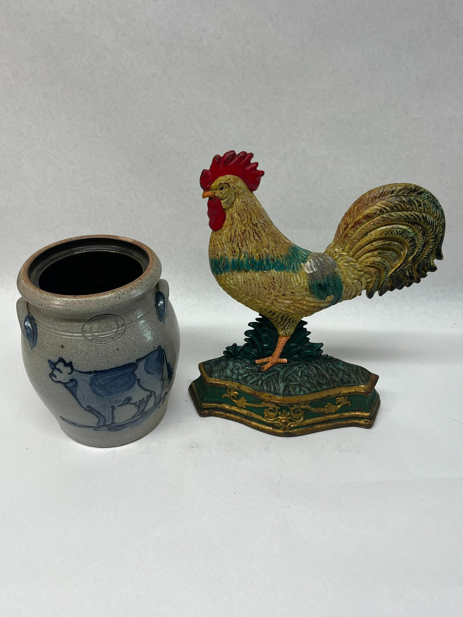 Rowe Pottery Works Cow Crock & Rooster (1 of 8)