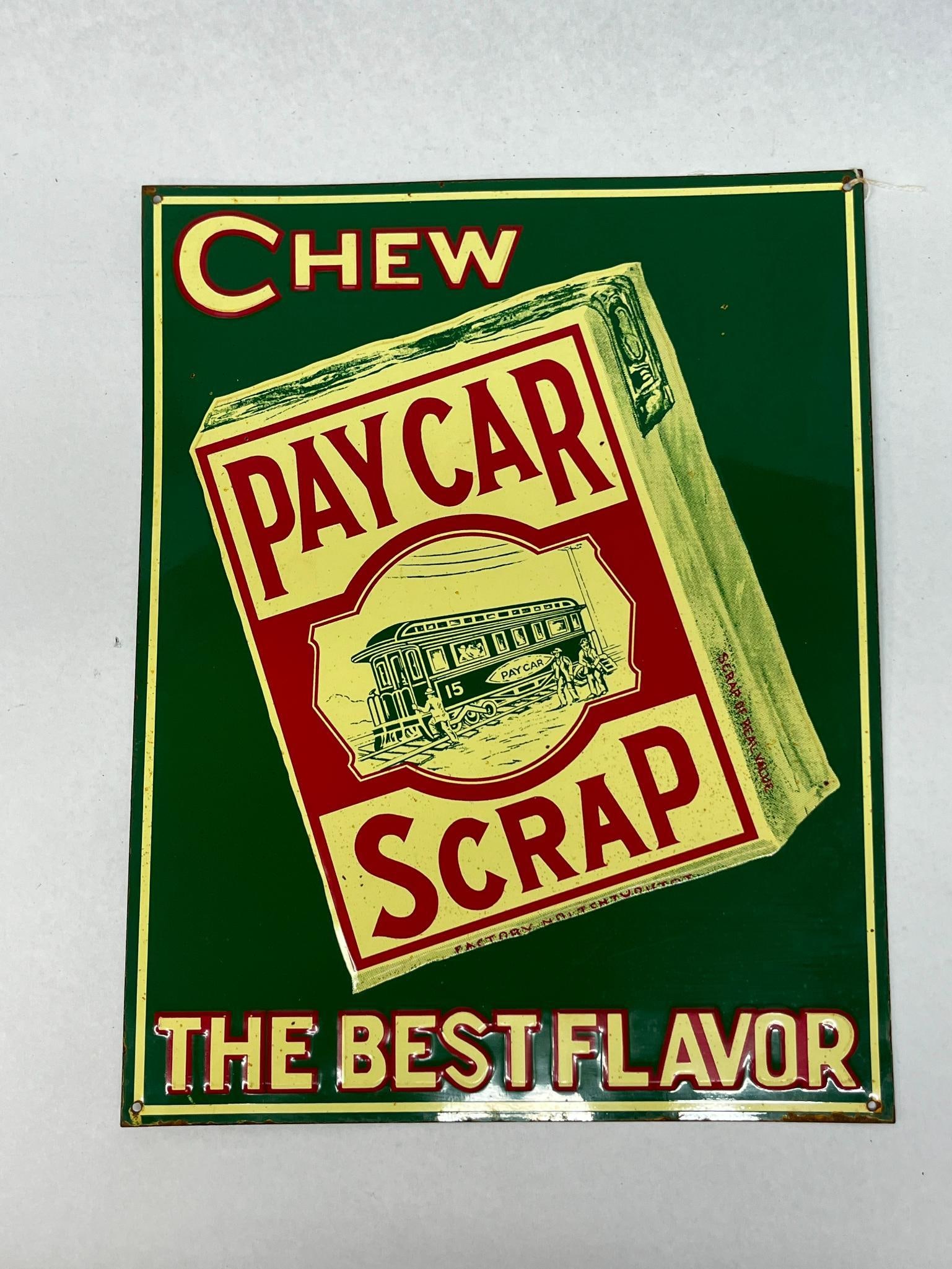 Pay Car Scrap Tobacco Embossed Tin Sign (1 of 4)