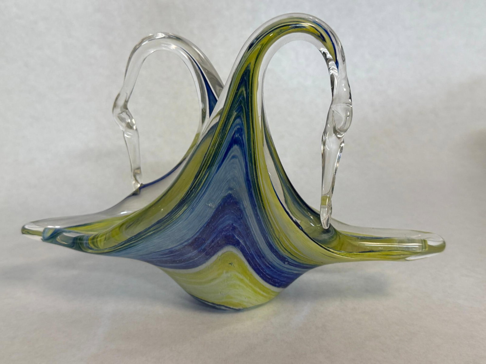Two Hand-Blown Art Glass Baskets (1 of 10)