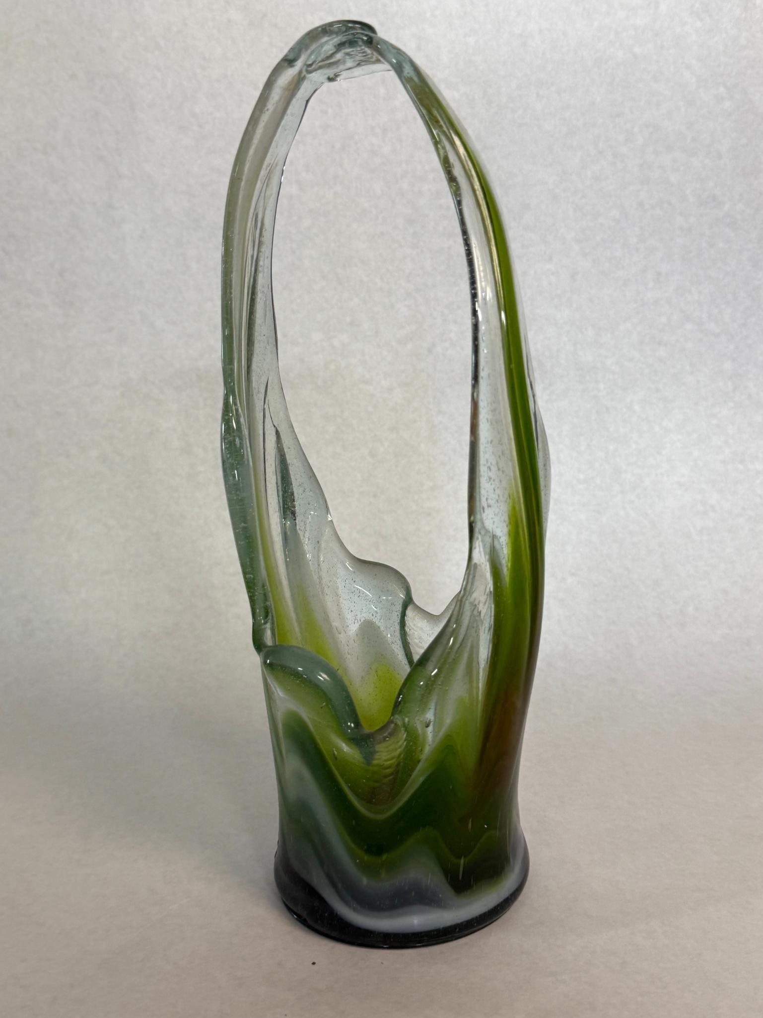 Two Hand-Blown Art Glass Baskets - 5