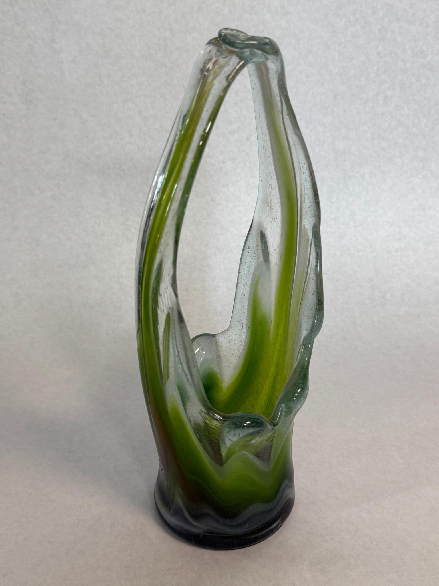 Two Hand-Blown Art Glass Baskets - 7