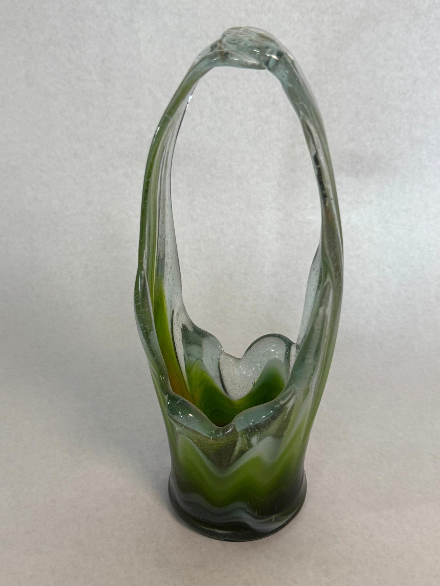 Two Hand-Blown Art Glass Baskets - 8