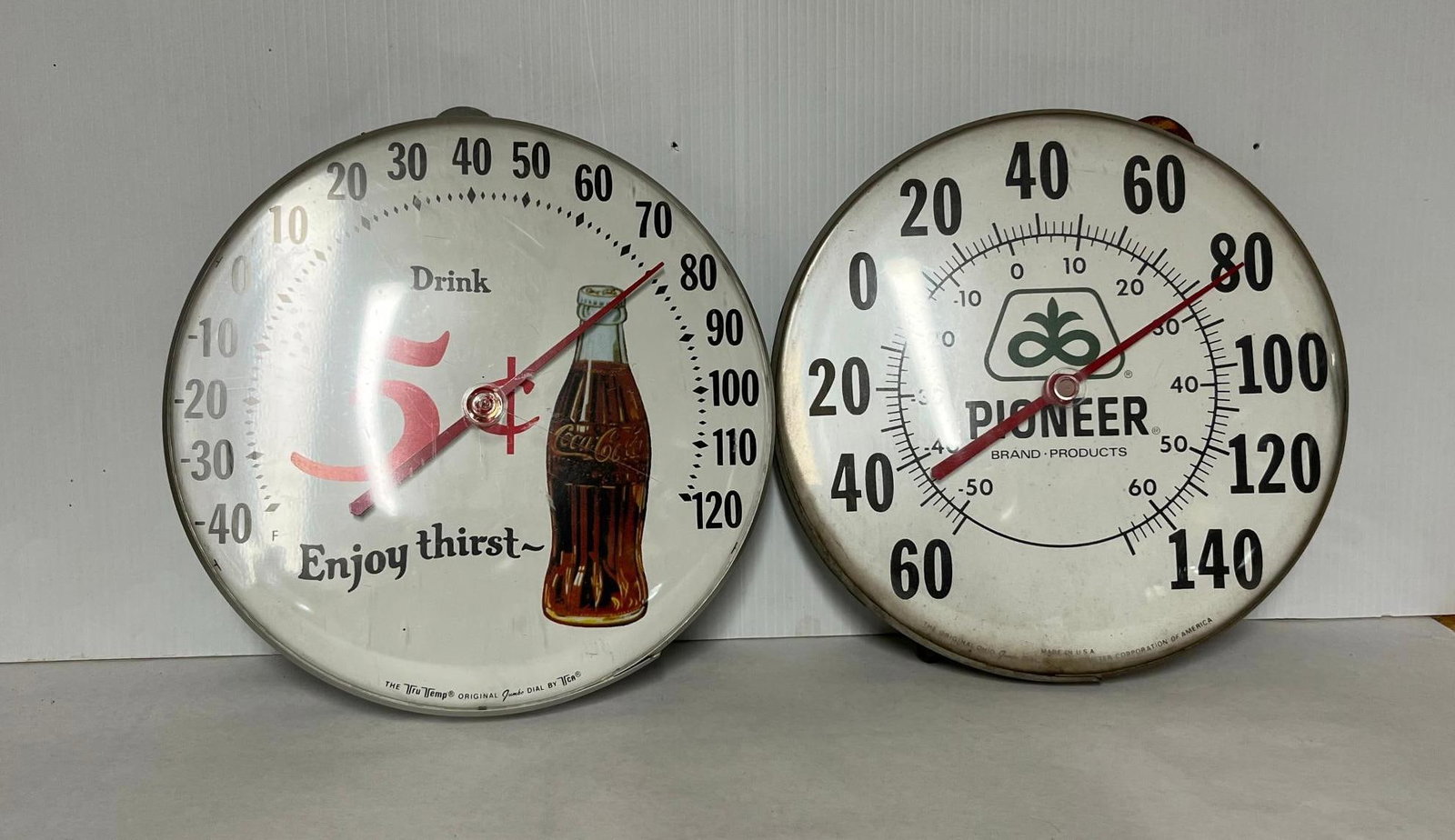 Pair Coca-Cola & Pioneer Thermometers (1 of 6)