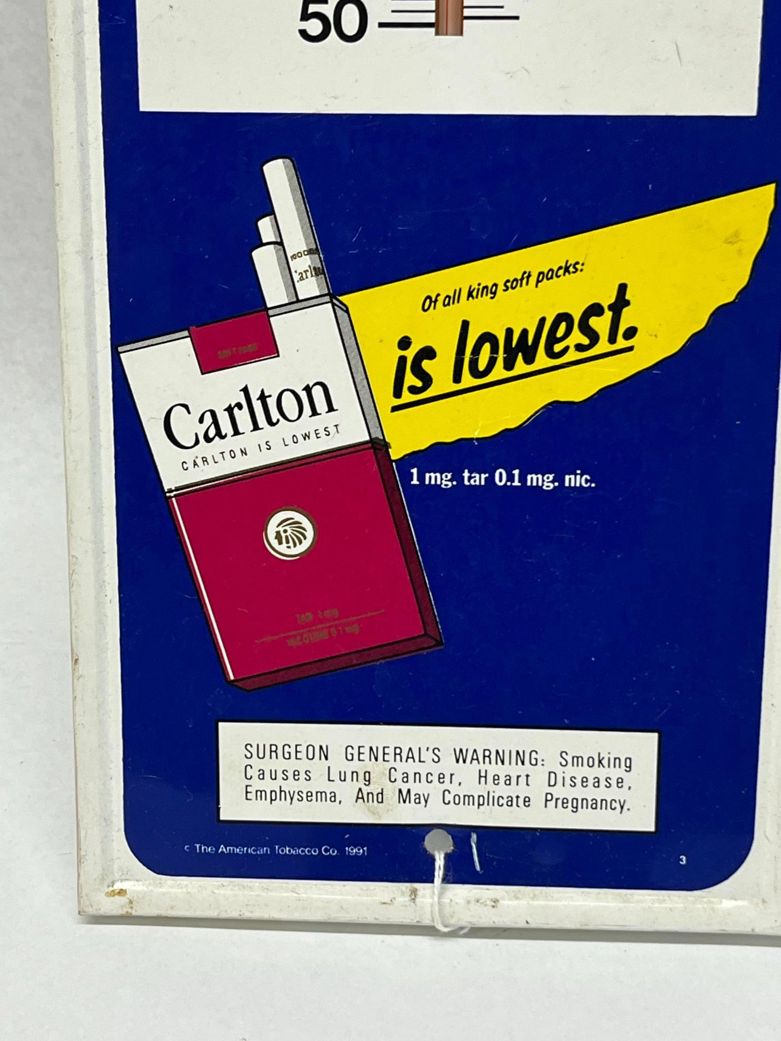 Carlton Cigarettes Thermometer 1991 - 2