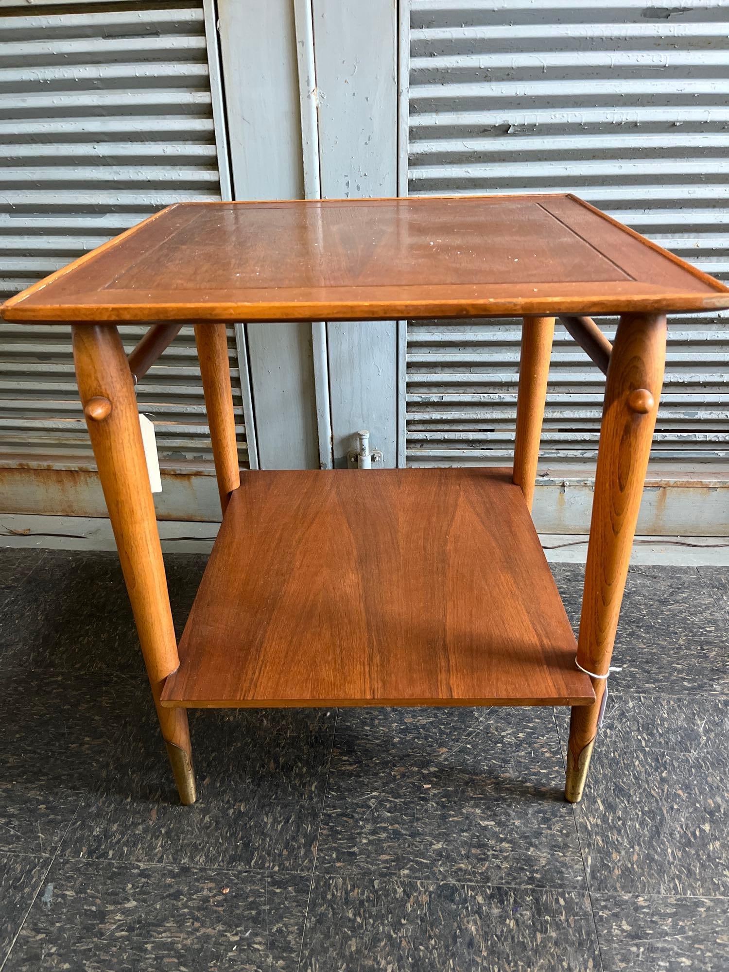 Mid-Century Walnut Two-Tier Side Table (1 of 3)