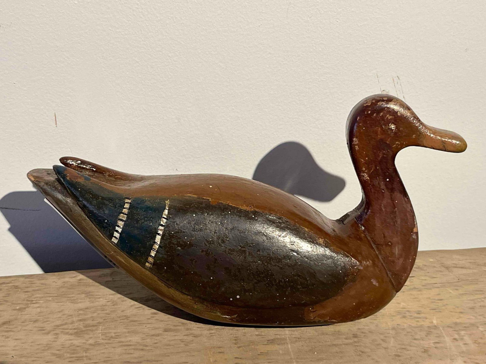 Hand-Carved & Painted Wooden Duck Decoy (1 of 4)