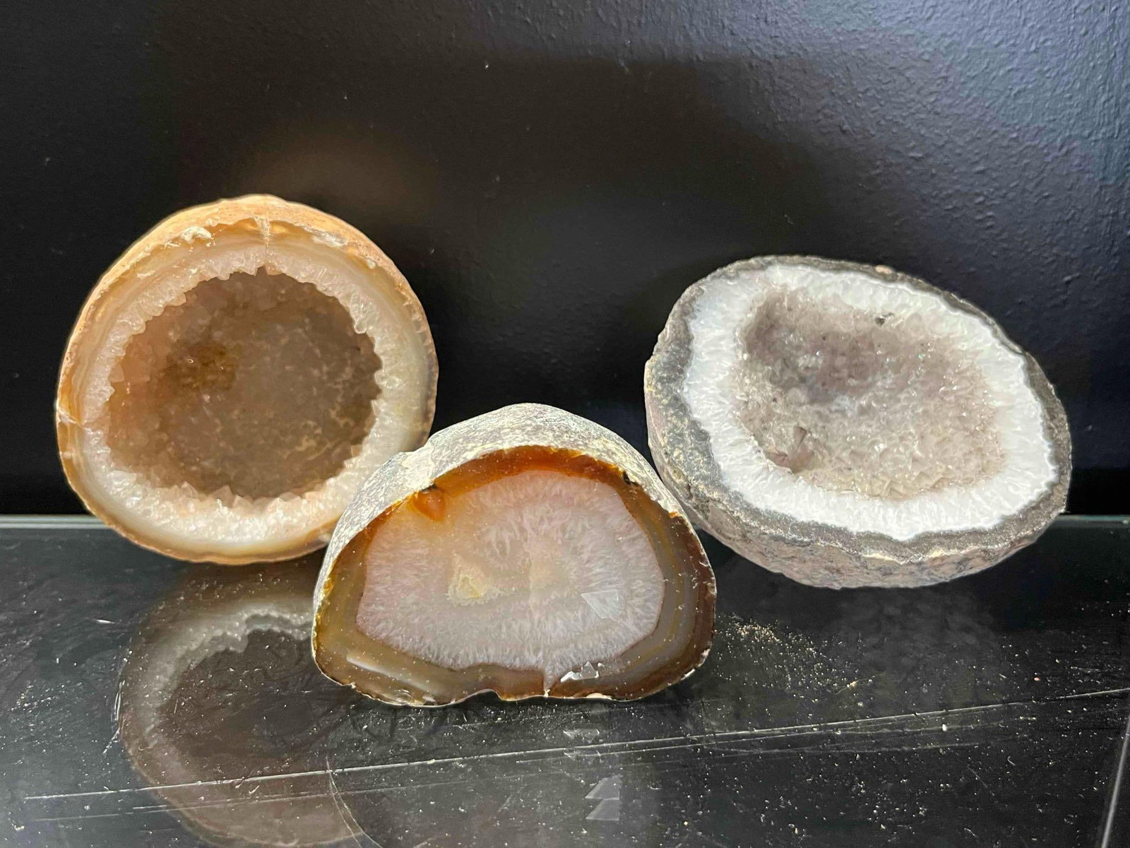 Trio of Agate & Quartz Mineral Geodes (1 of 6)