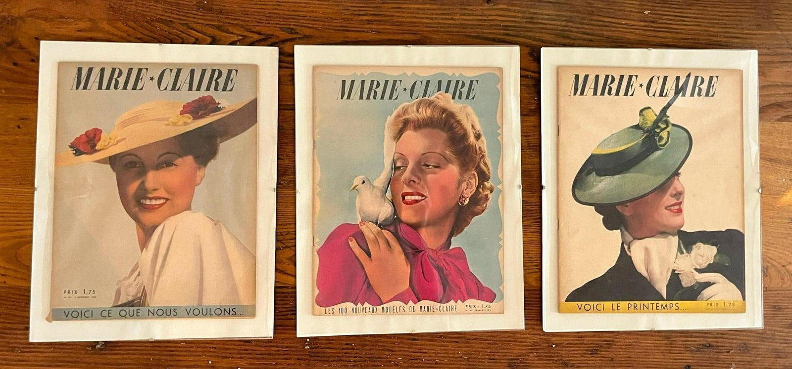 3 Marie Claire Magazines, 1938-1939 with Original Frames (1 of 5)