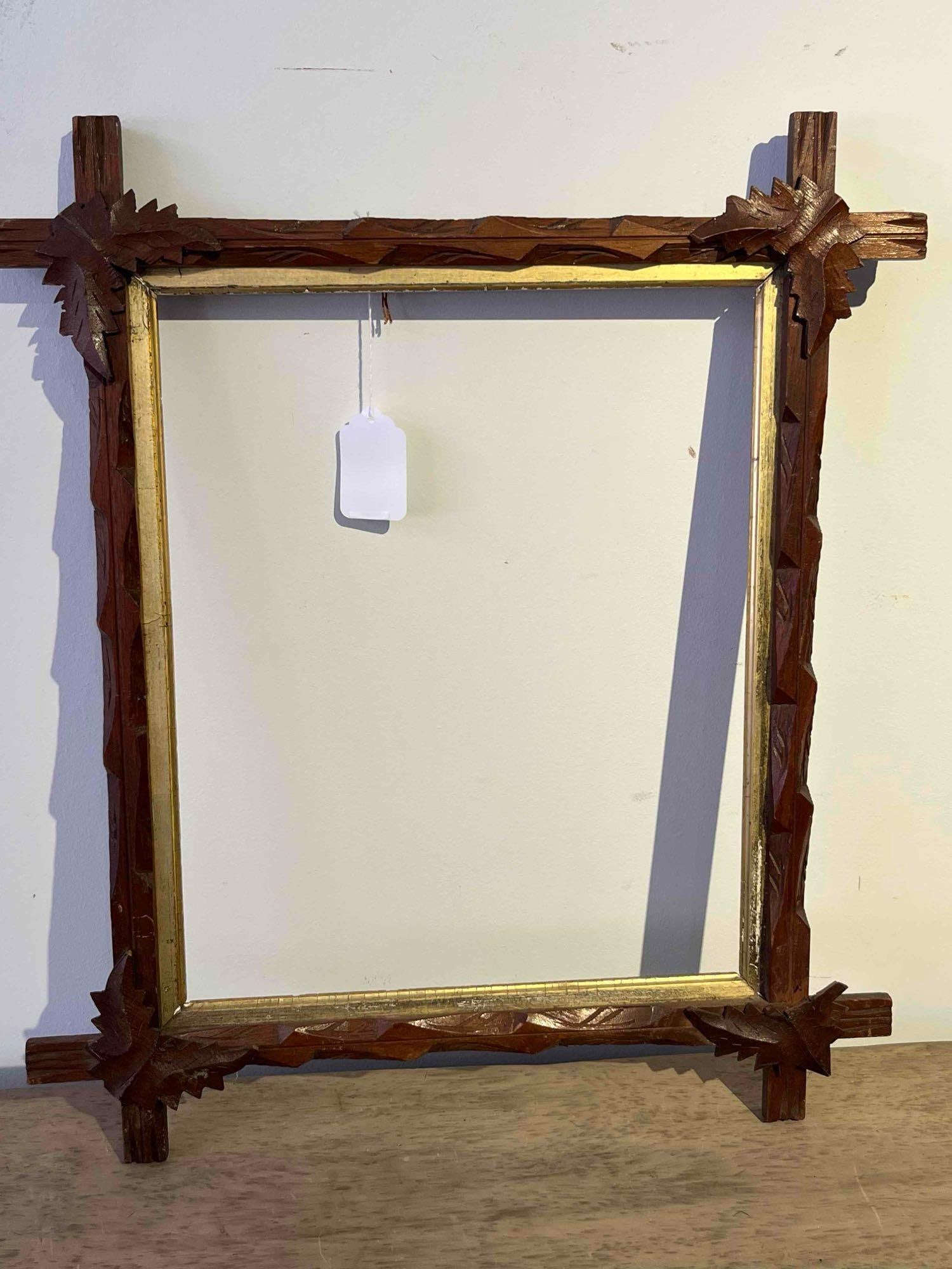 Tramp Art Notch Carved Wood Frame (1 of 4)