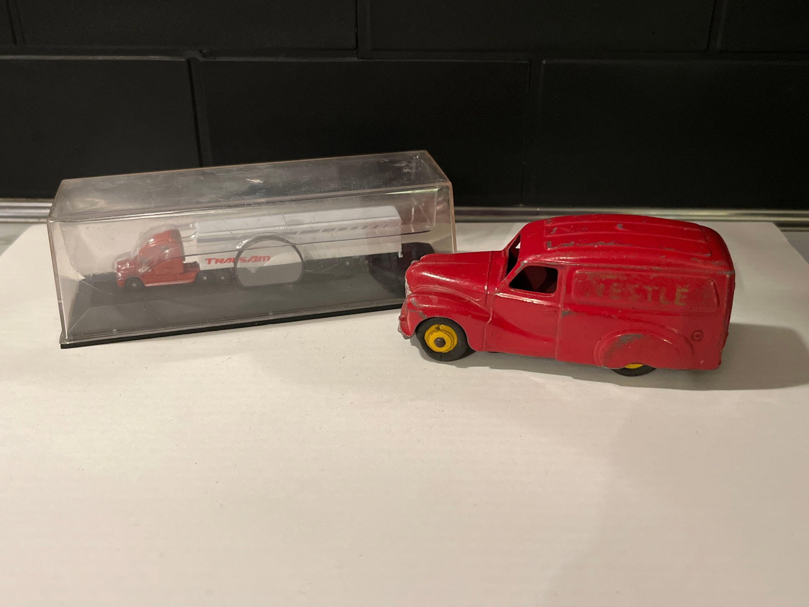 Pair Dinky Austin Van & TransAm Trailer (1 of 7)