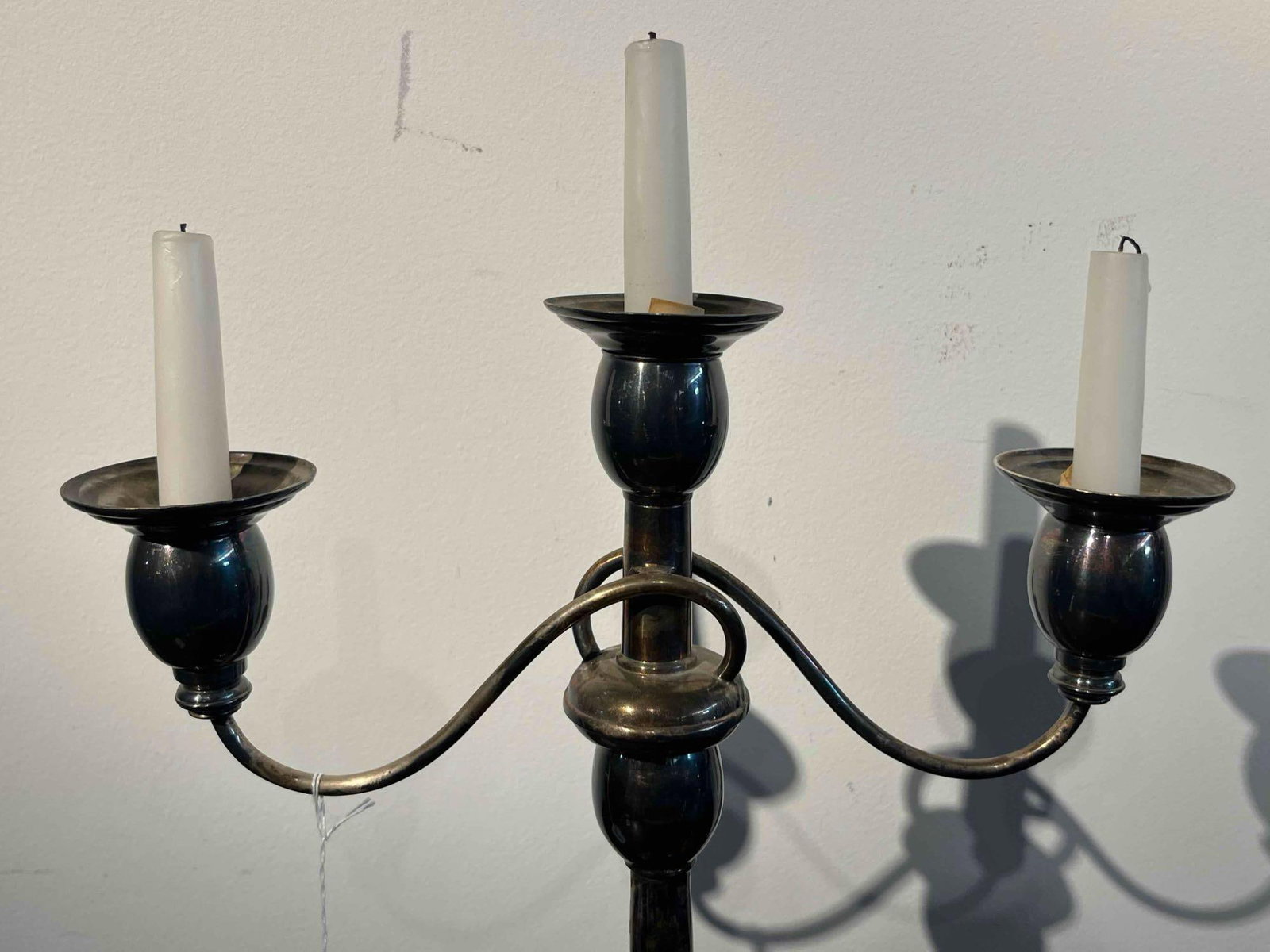 Pair 3-Light Silver-Plated Candelabras - 3